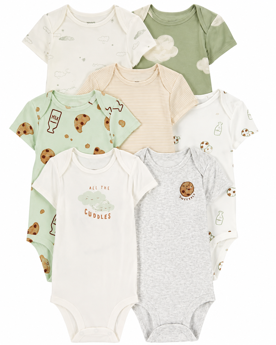 Baby 7-Pack Milk & Cookies Short-Sleeve Bodysuits