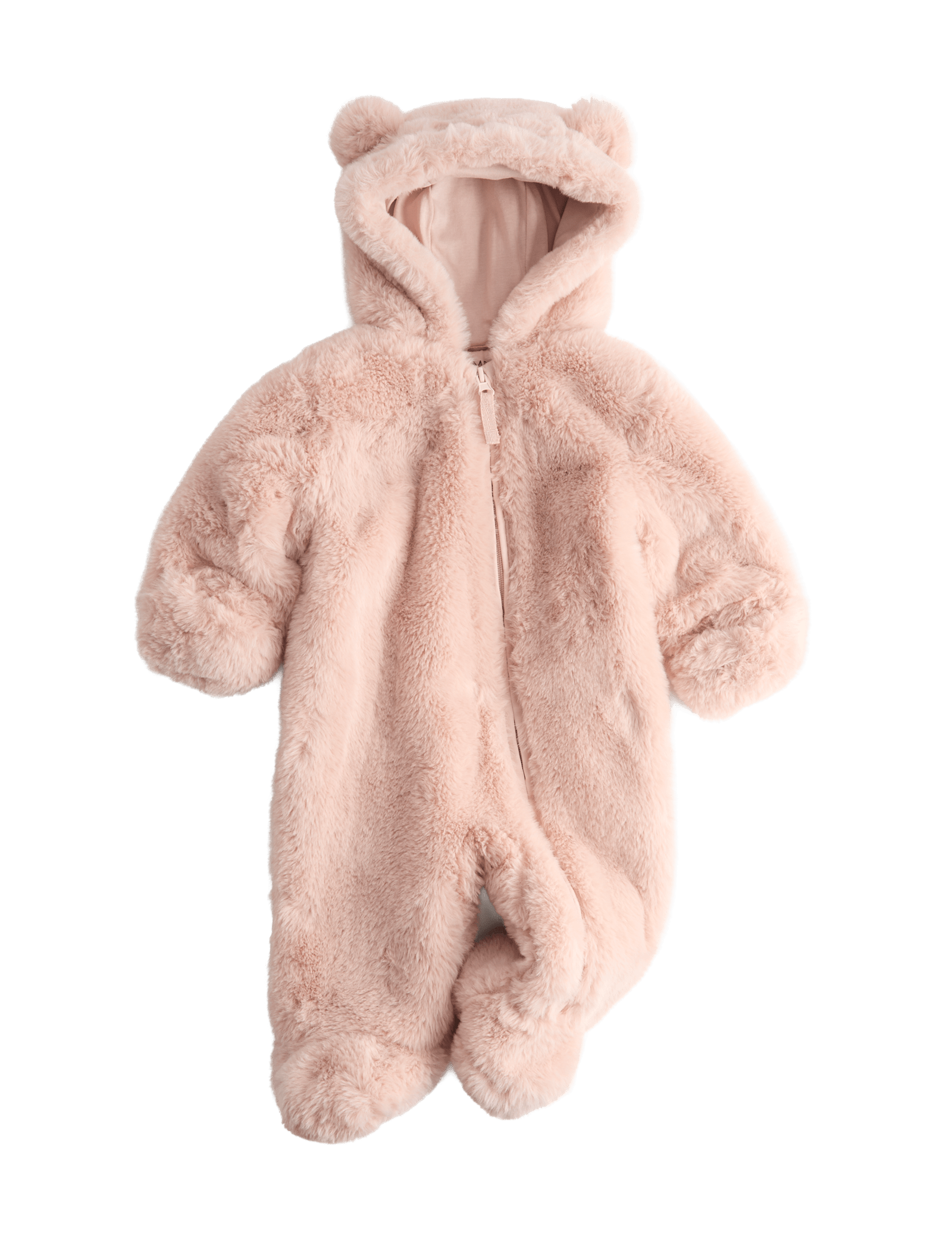 Faux Fur Hooded Pramsuit (0-12 Mths) - BLUSH