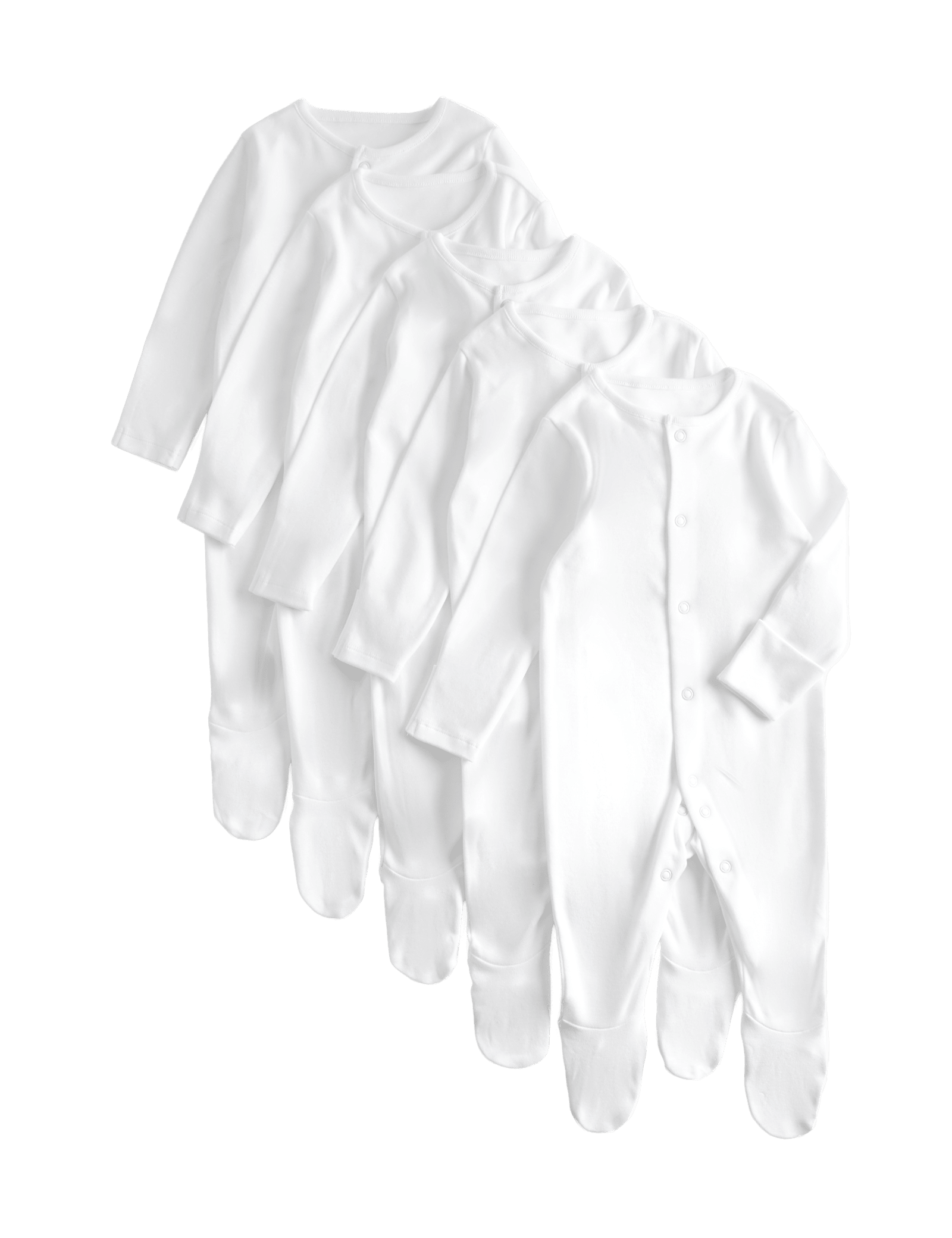 5 Pack Pure Cotton Sleepsuits (5lbs-3 Yrs) - WHITE