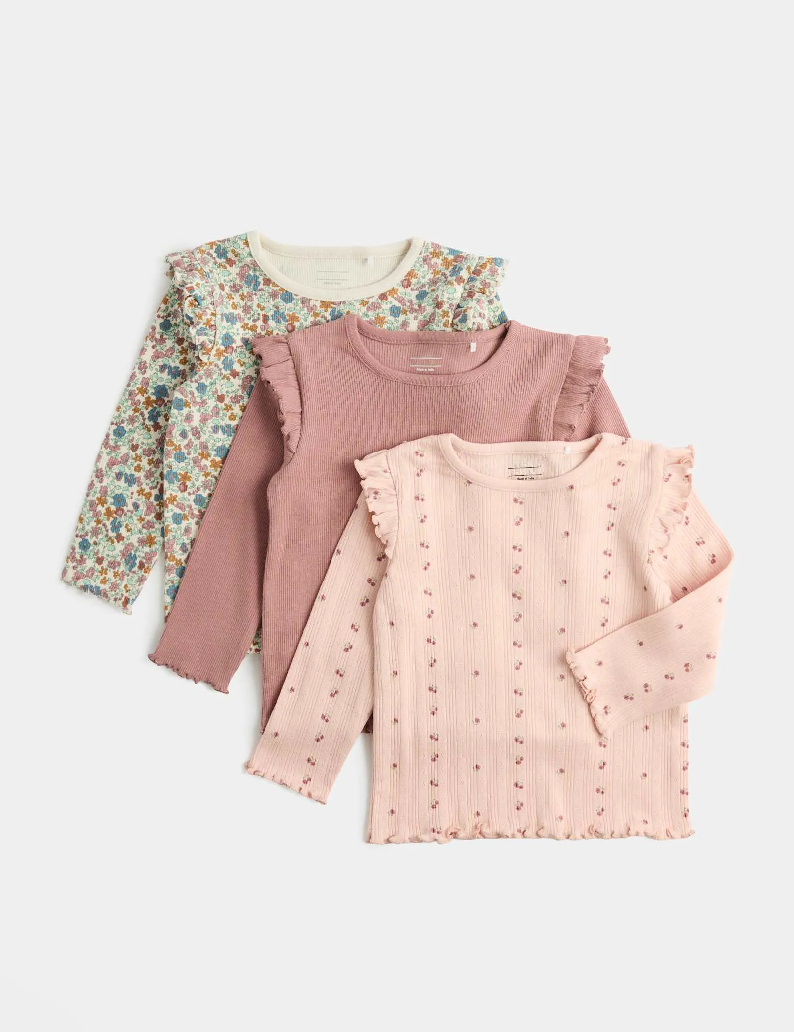 3 Pack Pure Cotton Jersey Floral Tops (0-5 Yrs)