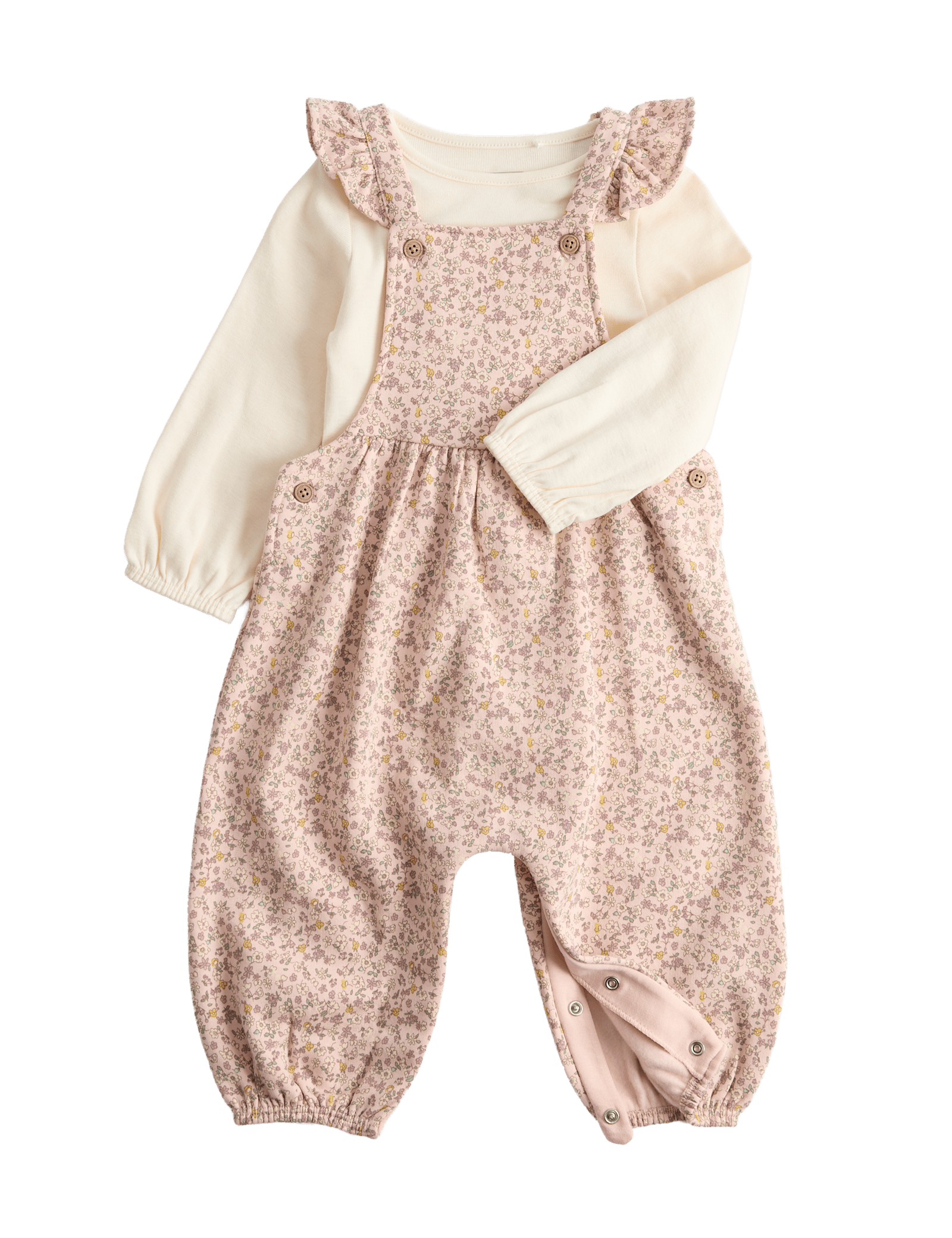 2 Piece Cotton Rich Ditsy Floral Dungarees (0-3 Yrs)
