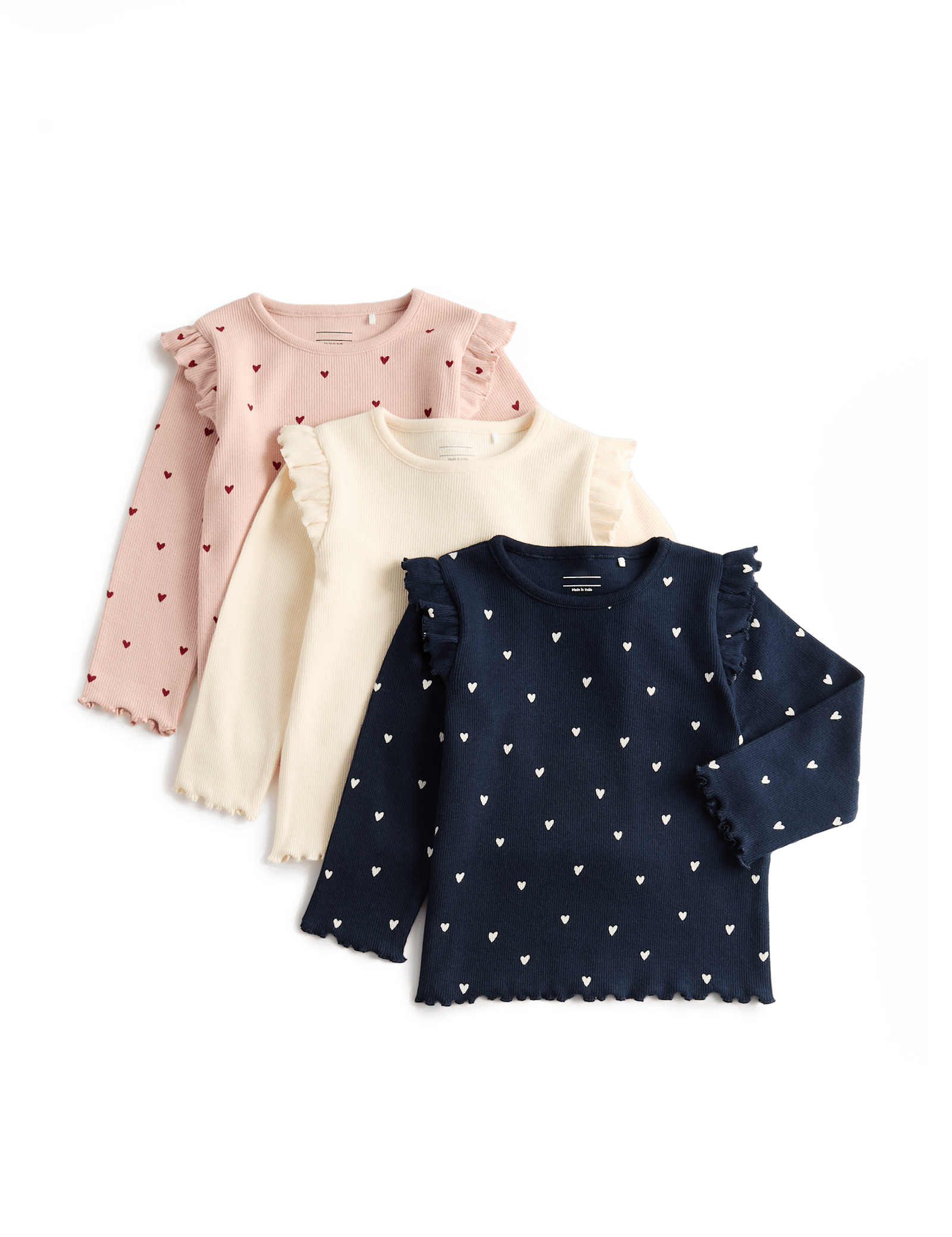 3 Pack Cotton Rich Jersey Heart Tops (0-5 Yrs)