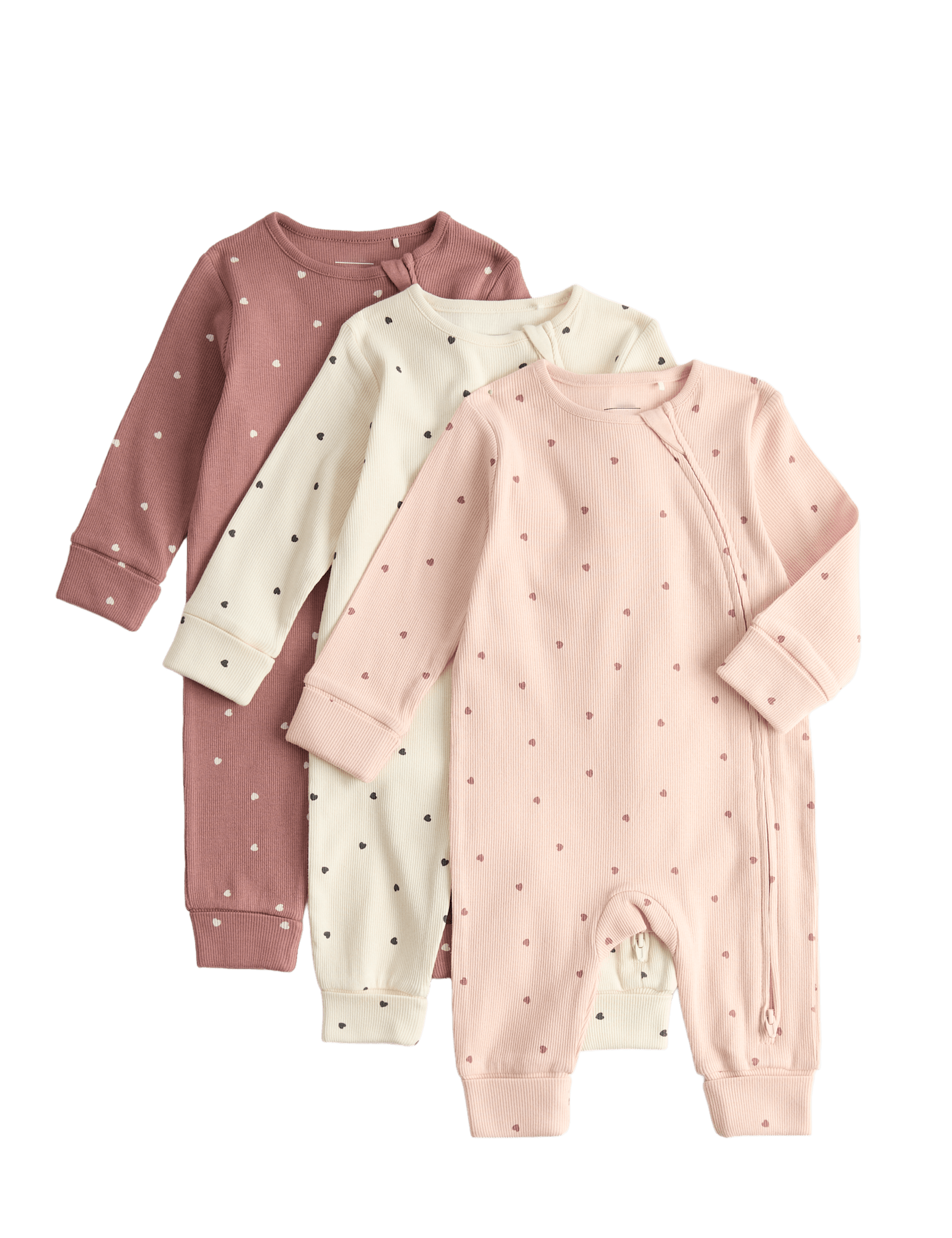 3 Pack Cotton Rich Heart Sleepsuits (7lbs-3 Yrs)