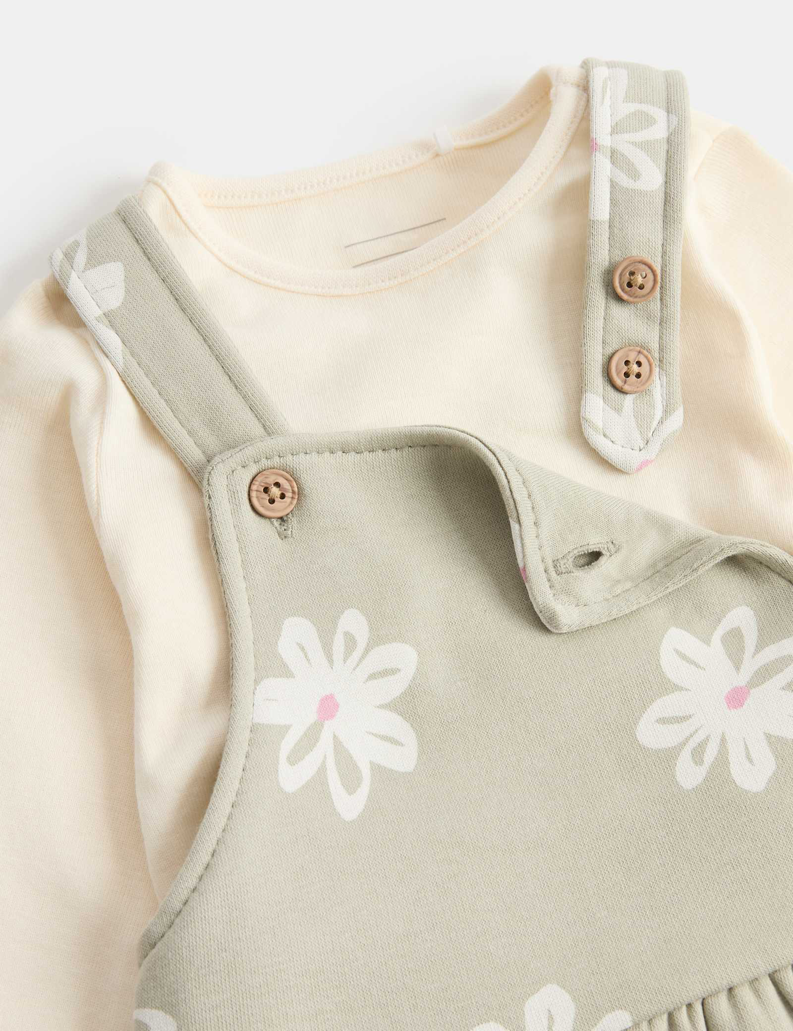 2 Piece Jersey Flower Dungarees with Top (0-3 Yrs)