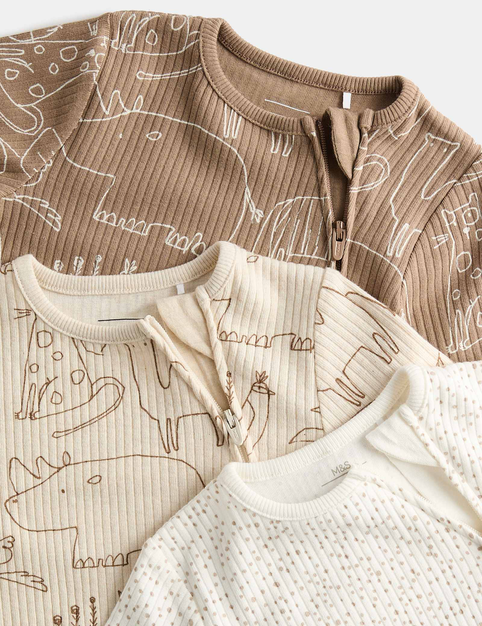 3 Pack Cotton Rich Safari Sleepsuits (6½lbs - 3 Yrs)