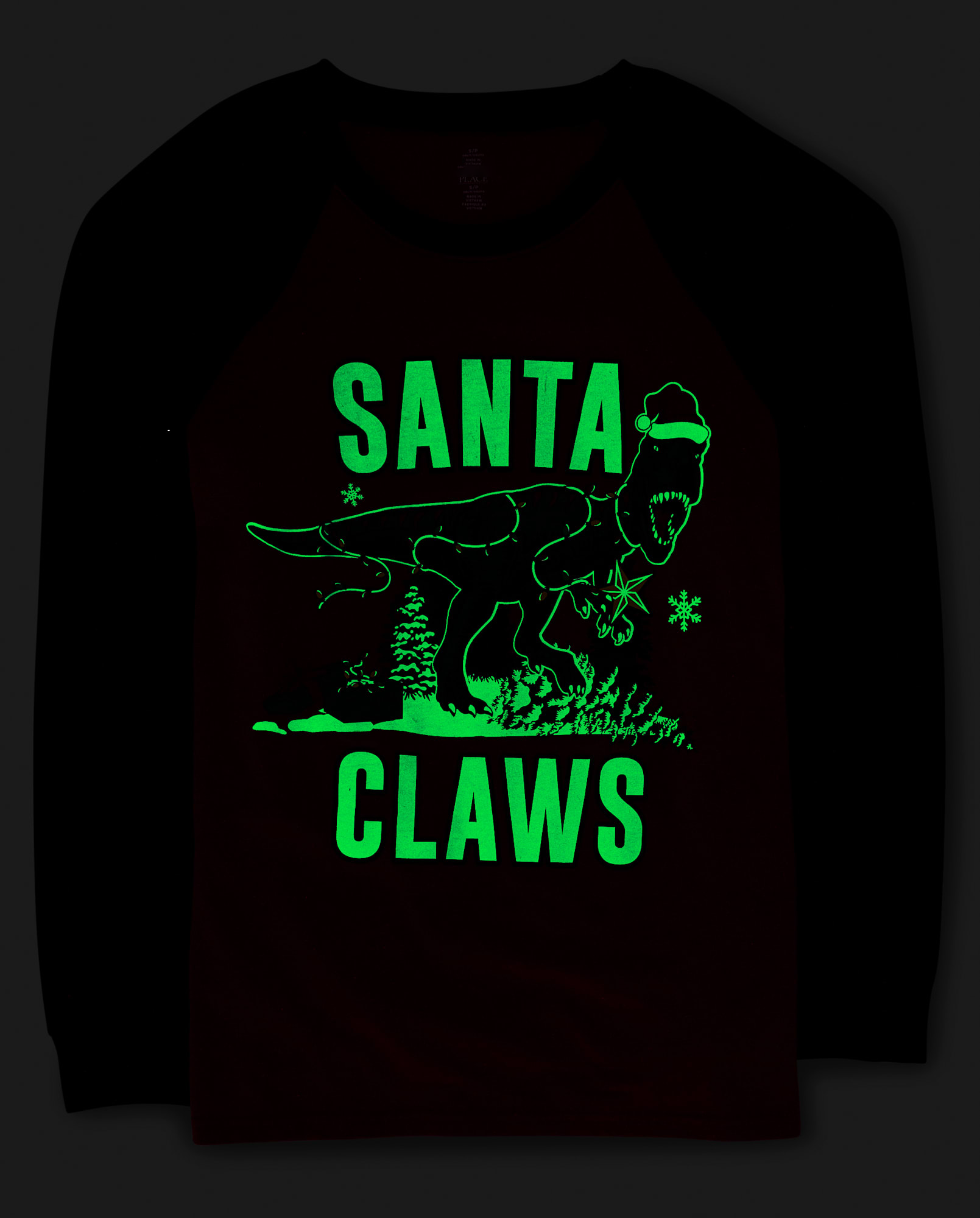 Mens Dad And Me Christmas Glow In The Dark Long Raglan Sleeve Dino Cotton Pajamas