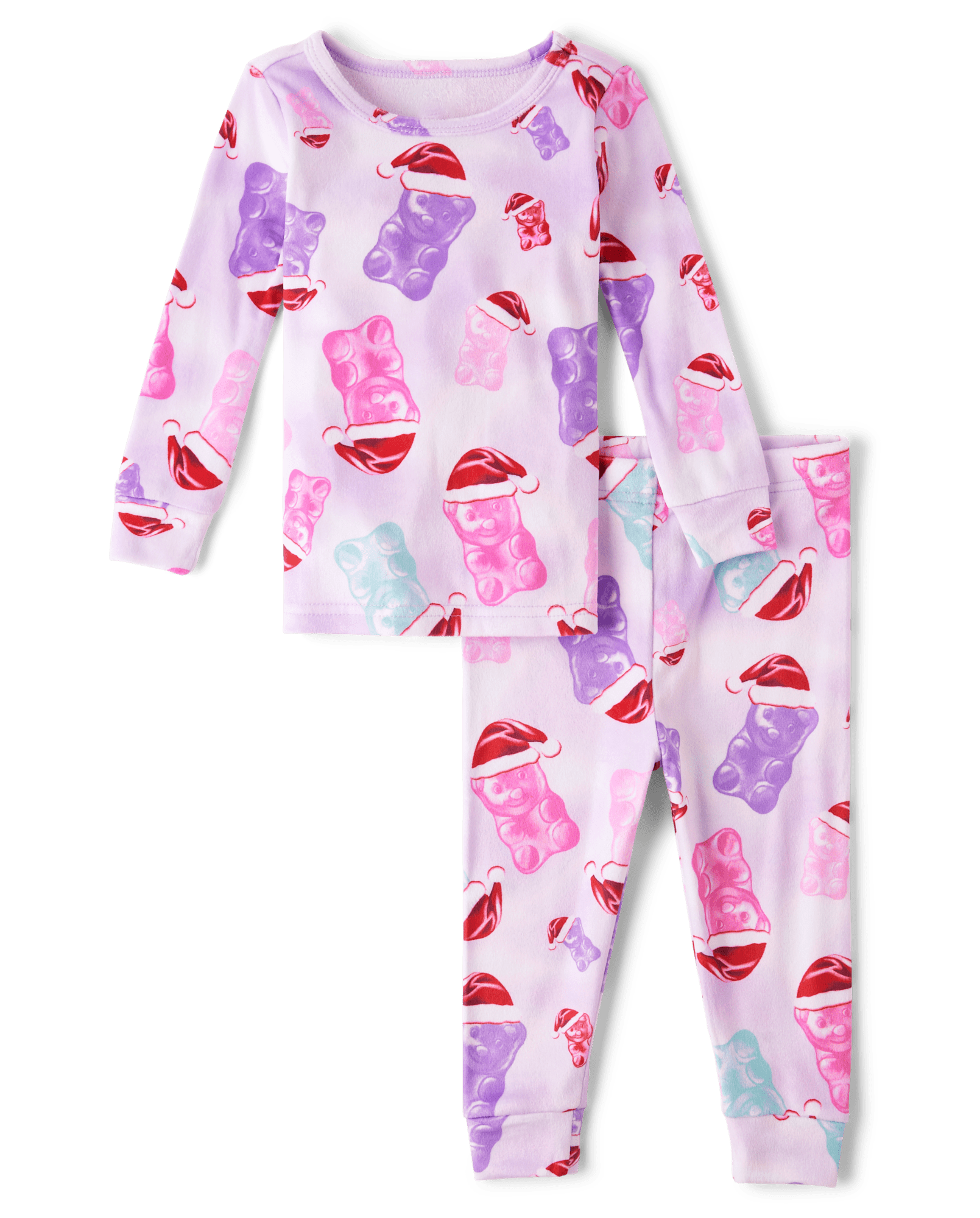 Baby And Toddler Girls Long Sleeve Holiday Gummy Velour Pajamas