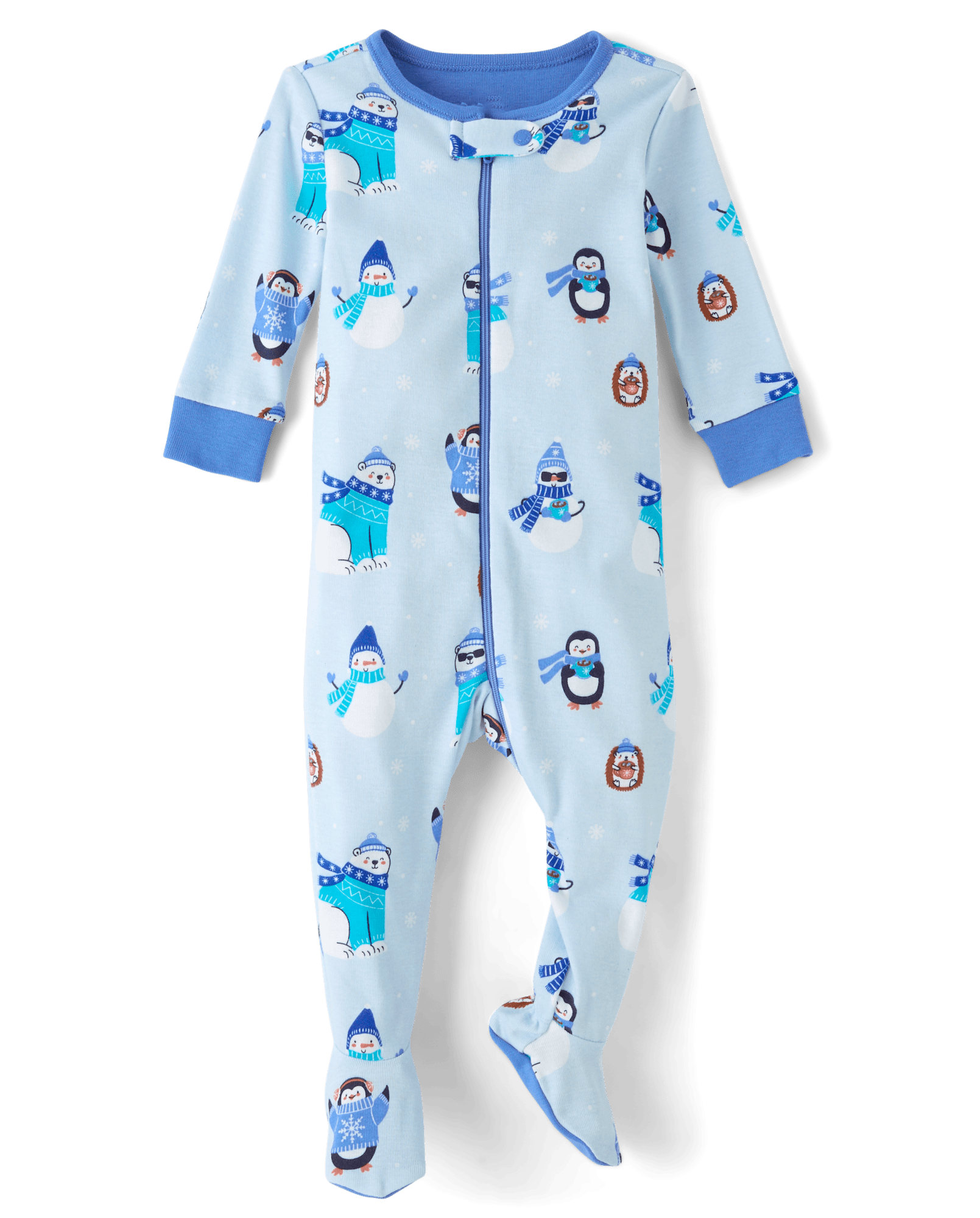 Baby And Toddler Boys Long Sleeve Winter Critter Snug Fit Cotton Footed One Piece Pajamas