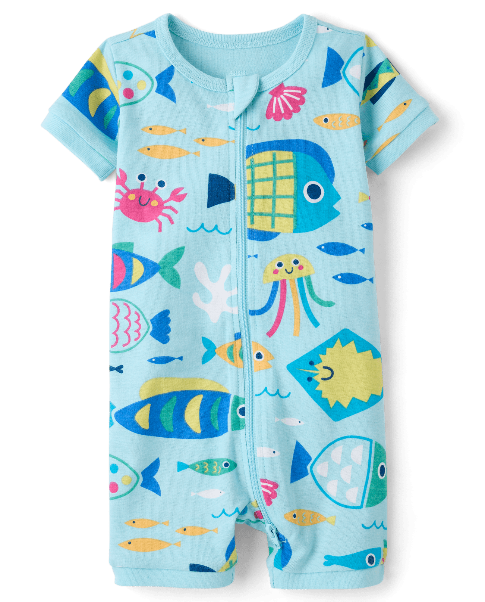 Baby And Toddler Short Sleeve Breakfast Snug Fit Cotton Cropped One Piece Pajamas