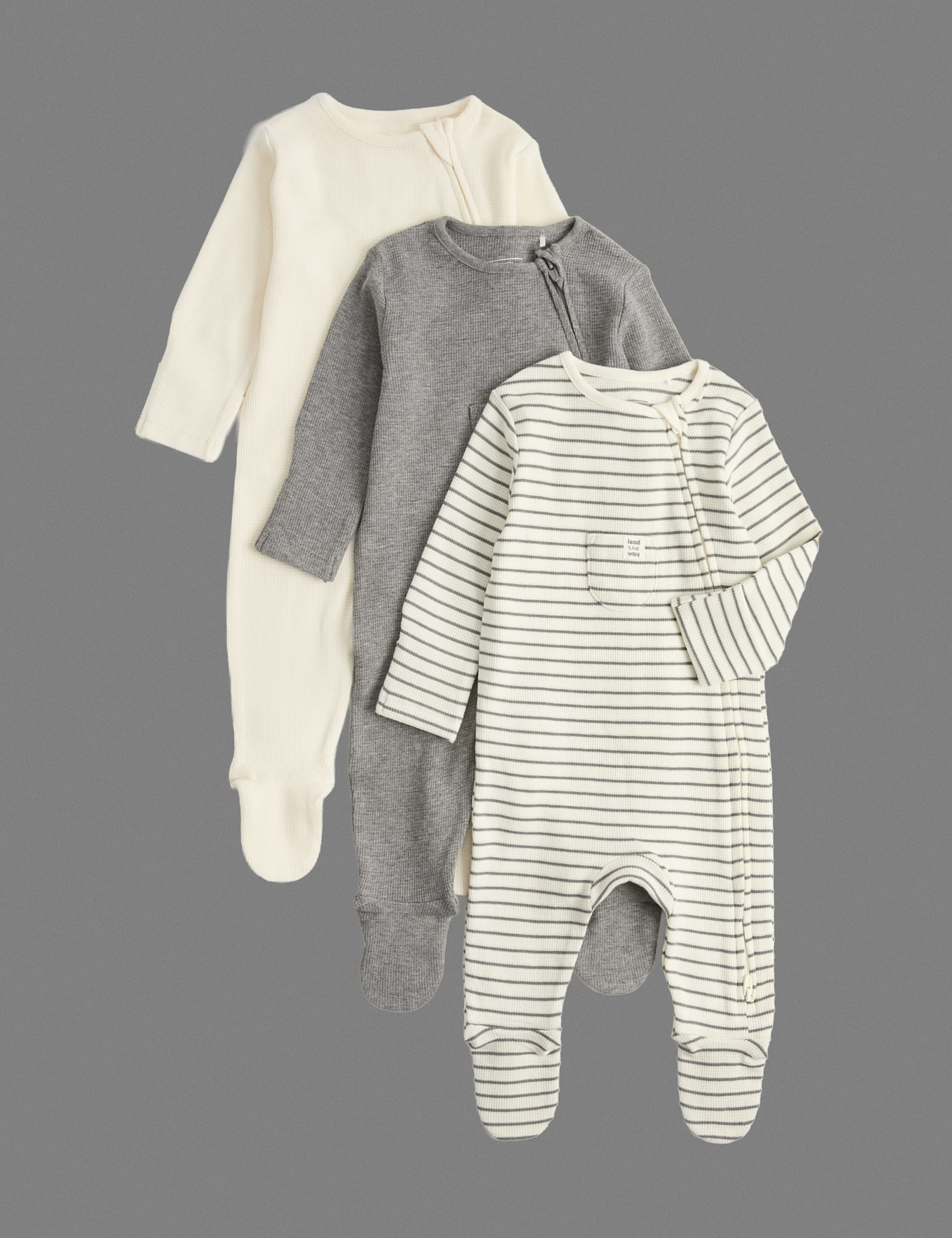 3 Pack Pure Cotton Waffle Sleepsuits (7lbs-3 Yrs)