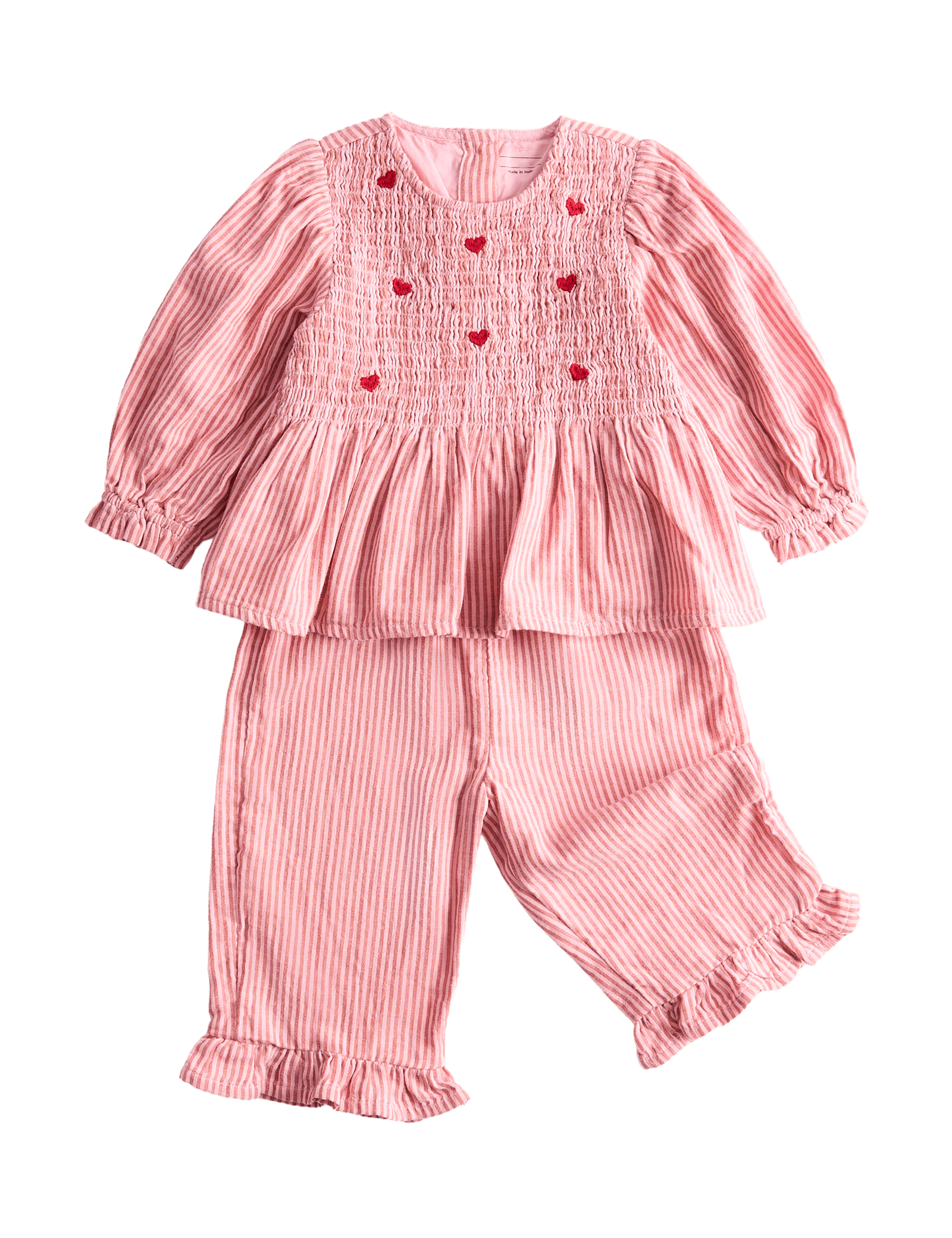 2 Piece Pure Cotton Heart Stripe Outfit (0-5 Yrs)