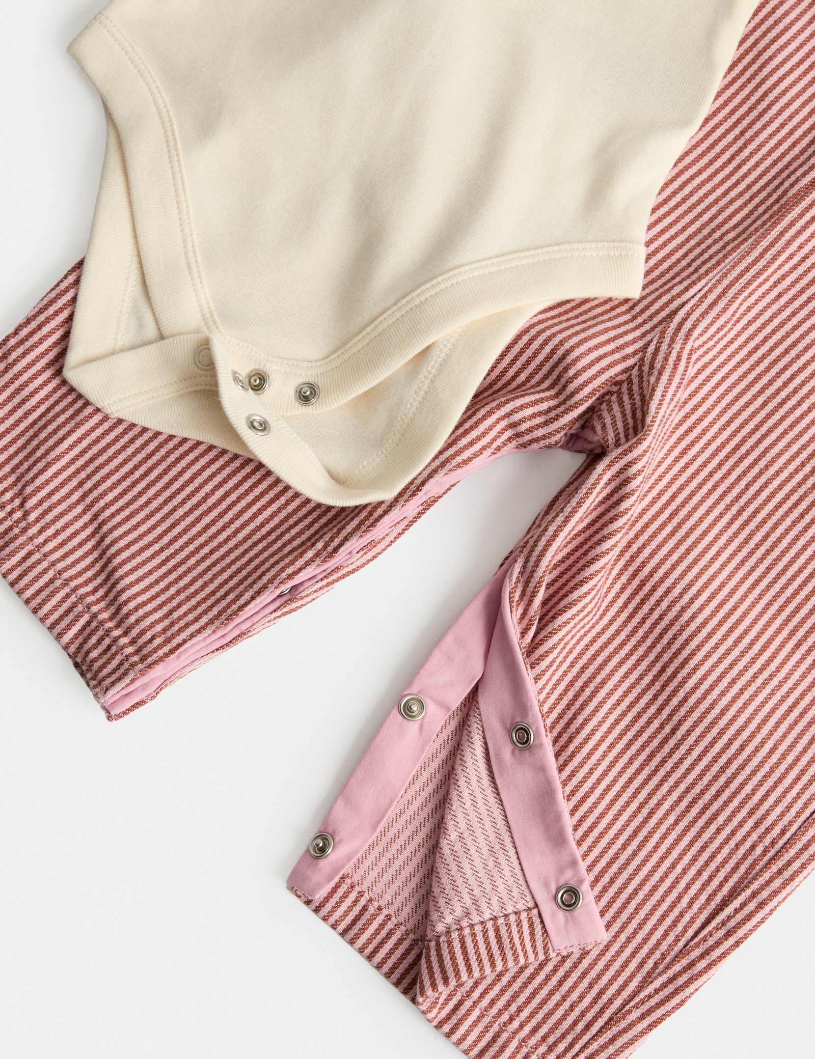 Pure Cotton Ticking Stripe Dungaree Outfit (0-3 Yrs) - PINK