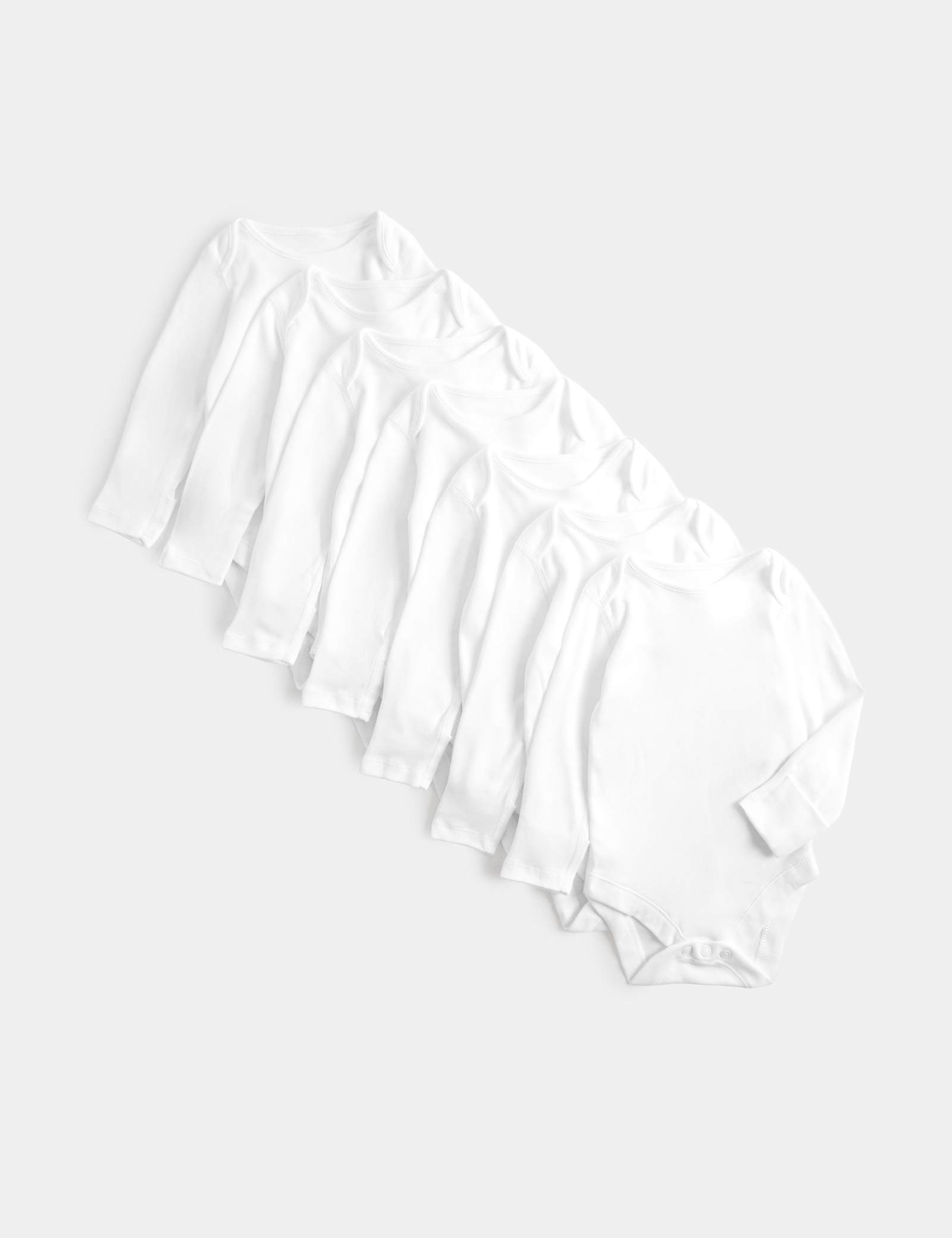 7 Pack Pure Cotton Long Sleeve Bodysuits (5lbs-3 Yrs) - WHITE