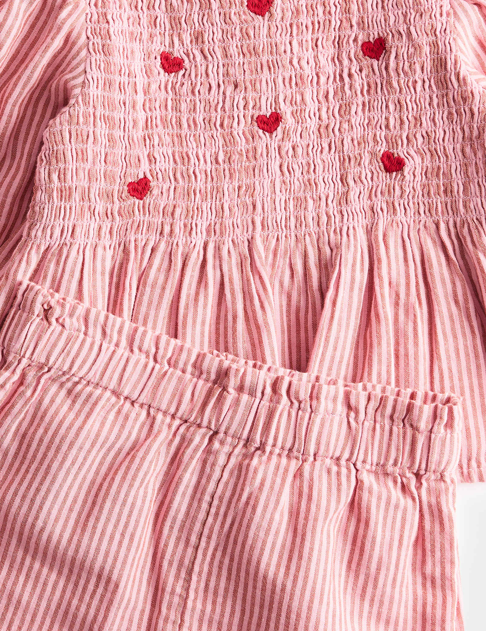 2 Piece Pure Cotton Heart Stripe Outfit (0-5 Yrs) - RED