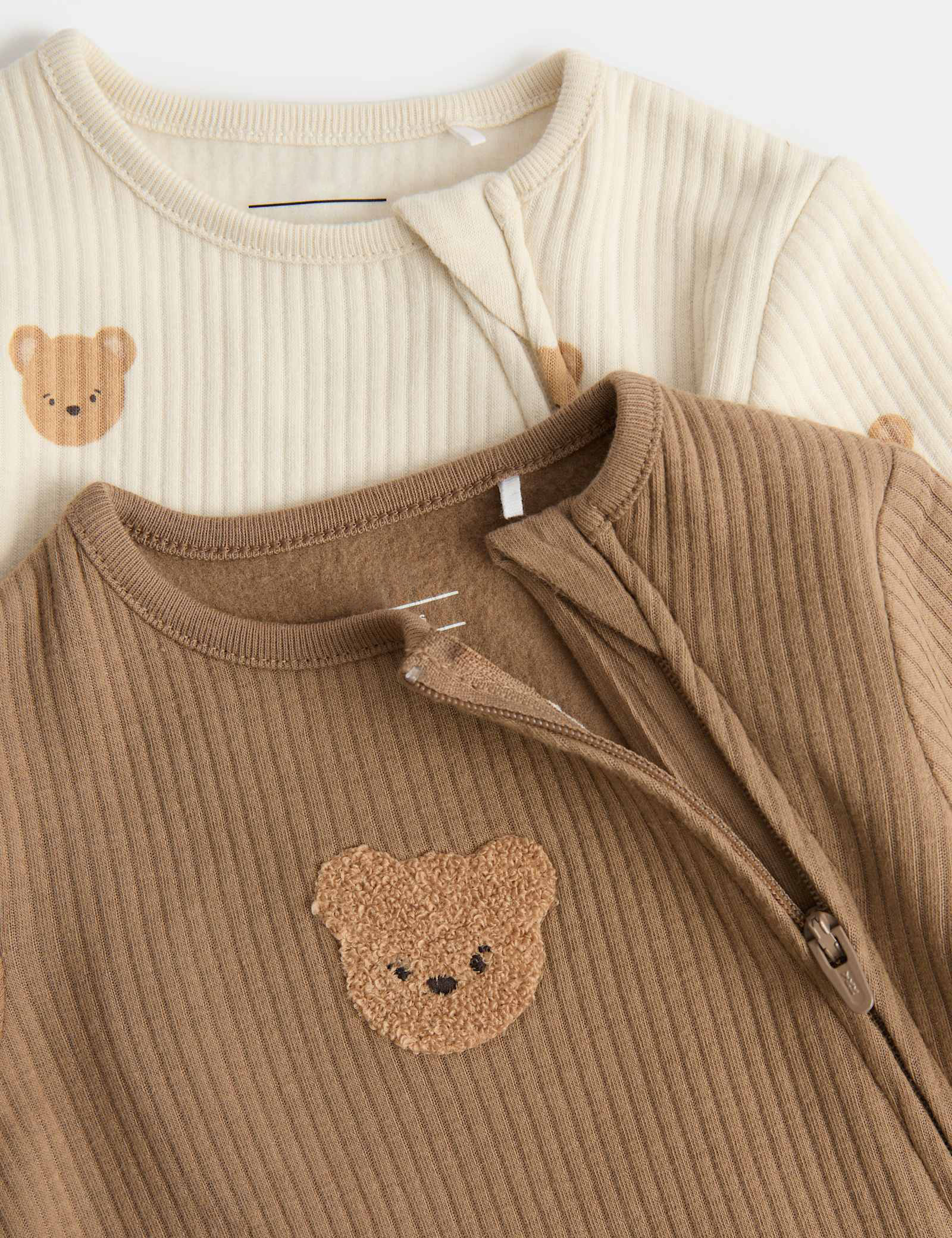 2 Pack Cotton Blend Bear Sleepsuits (0-3 Yrs)