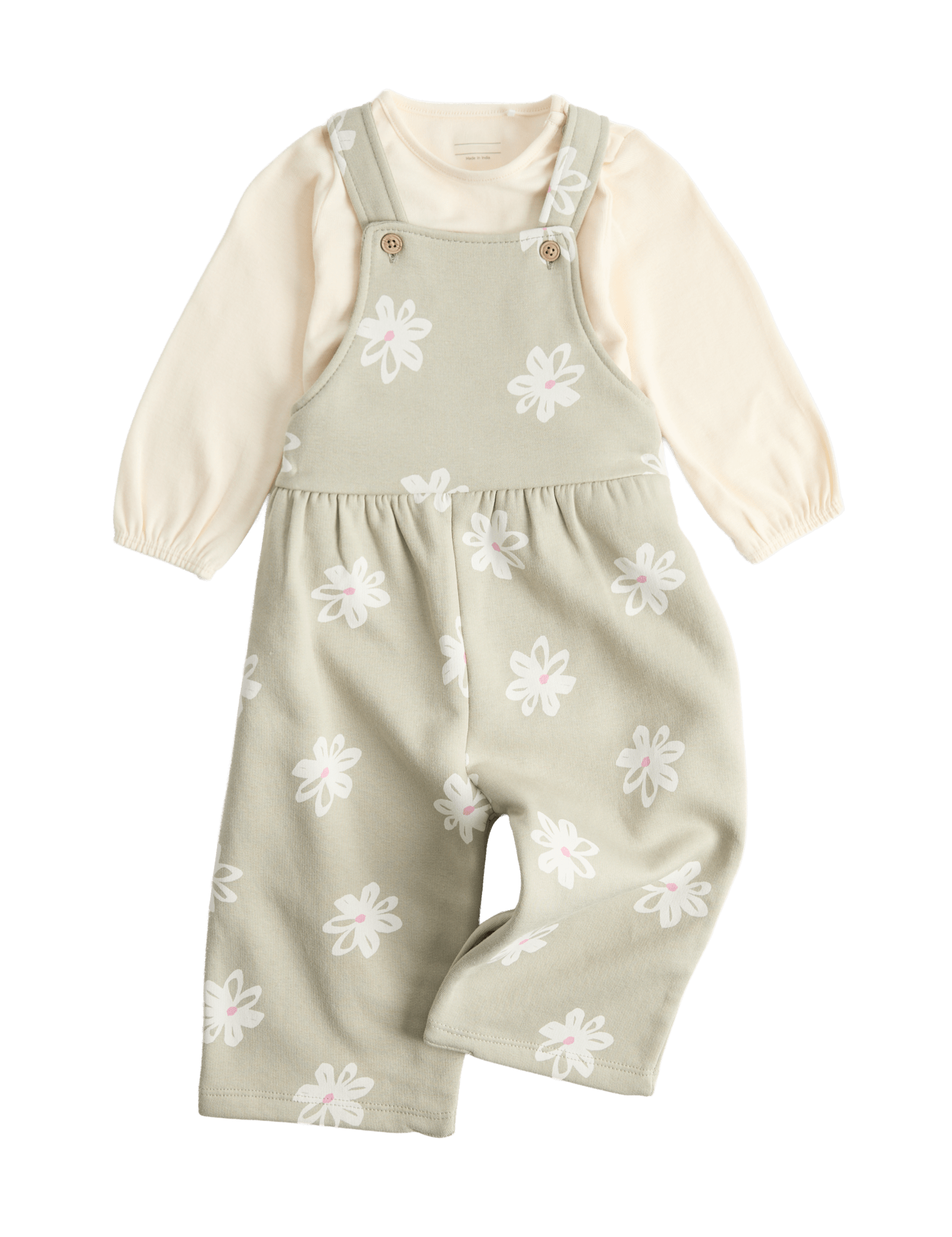 2 Piece Jersey Flower Dungarees with Top (0-3 Yrs)