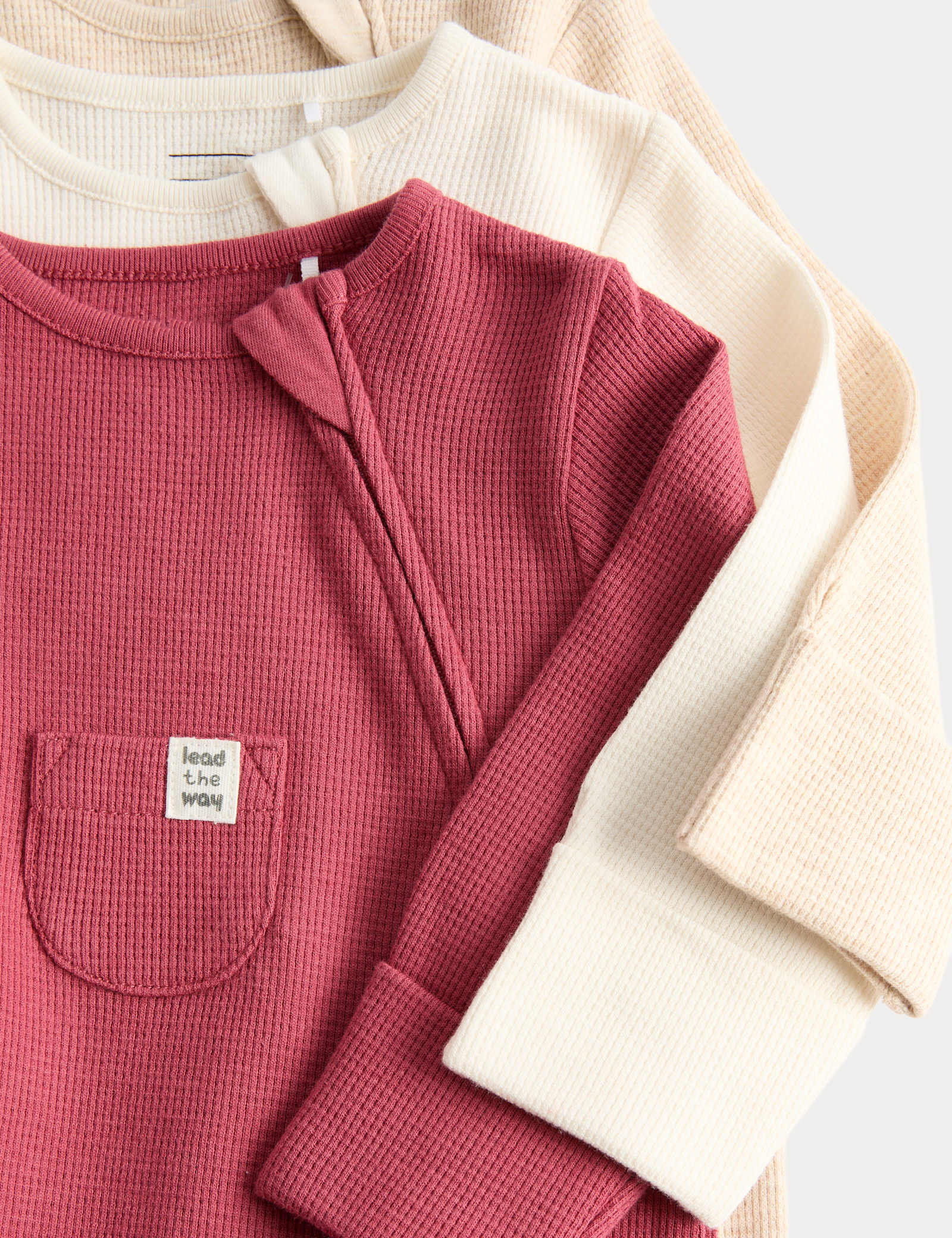 3 Pack Pure Cotton Waffle Sleepsuits (7lbs-3 Yrs)