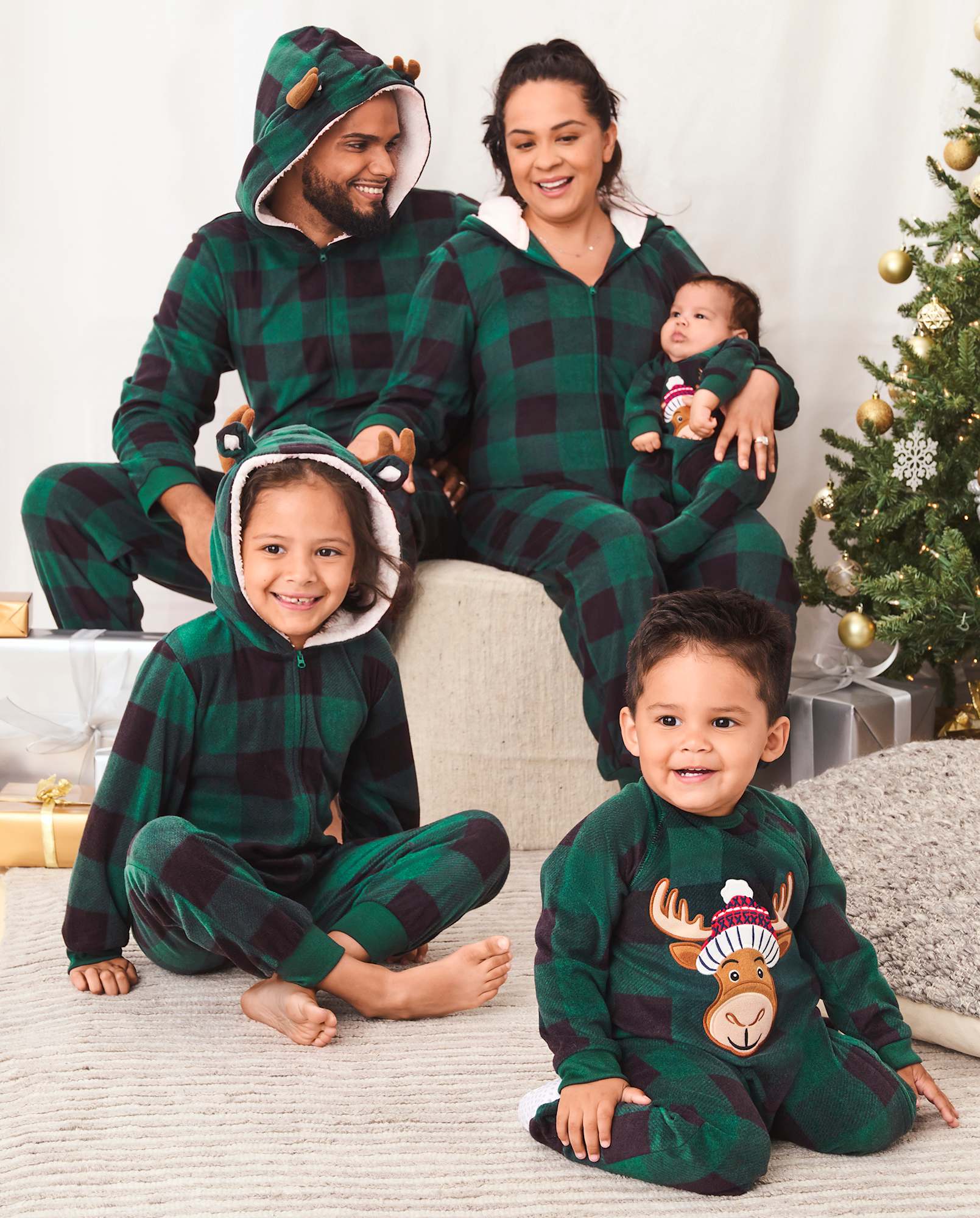 Adult Matching Family Long Sleeve Bear Fairisle Microfleece Hooded One Piece Pajamas