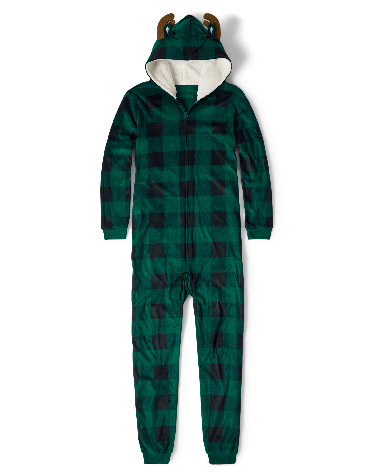Adult Matching Family Long Sleeve Bear Fairisle Microfleece Hooded One Piece Pajamas