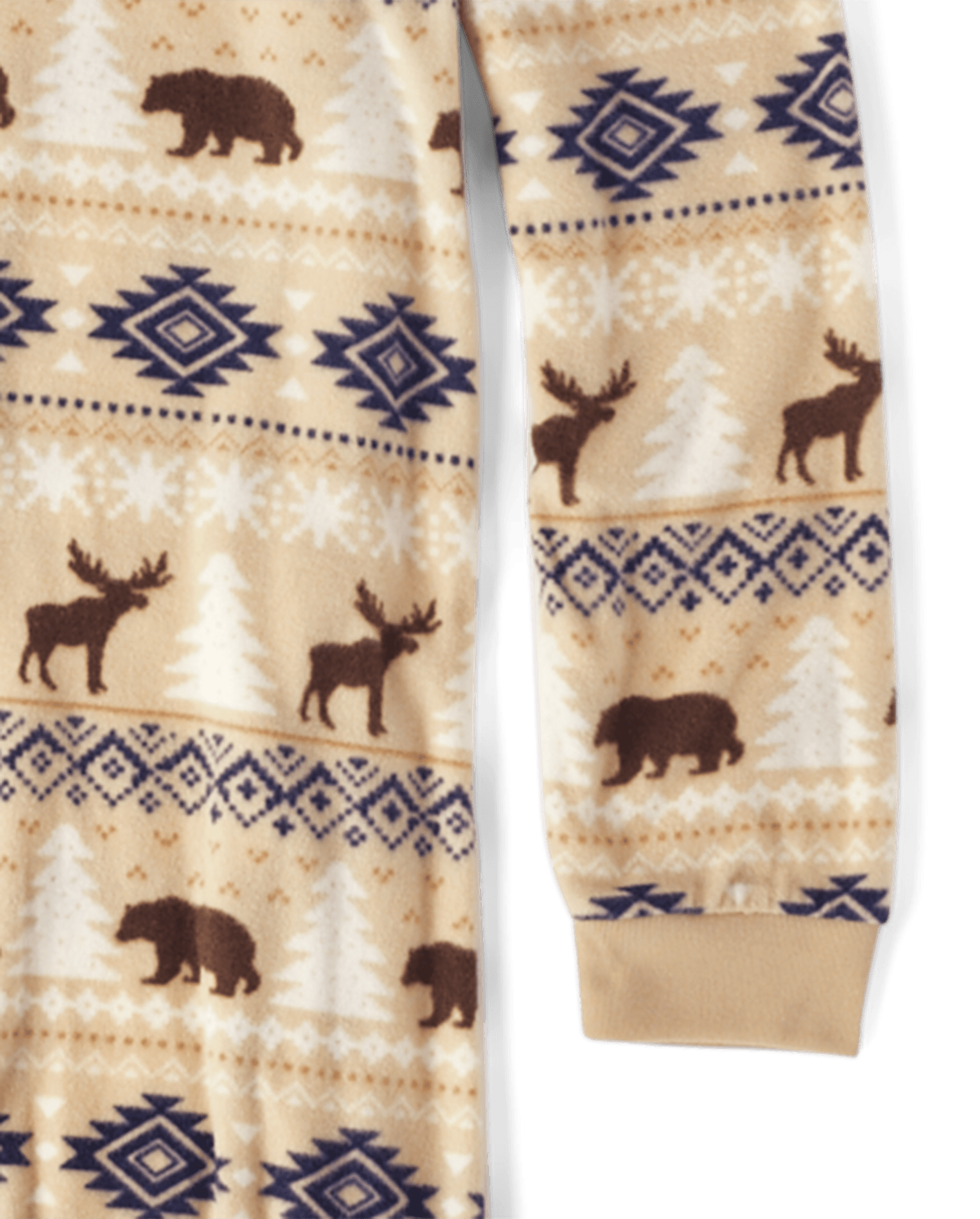 Adult Matching Family Long Sleeve Bear Fairisle Microfleece Hooded One Piece Pajamas