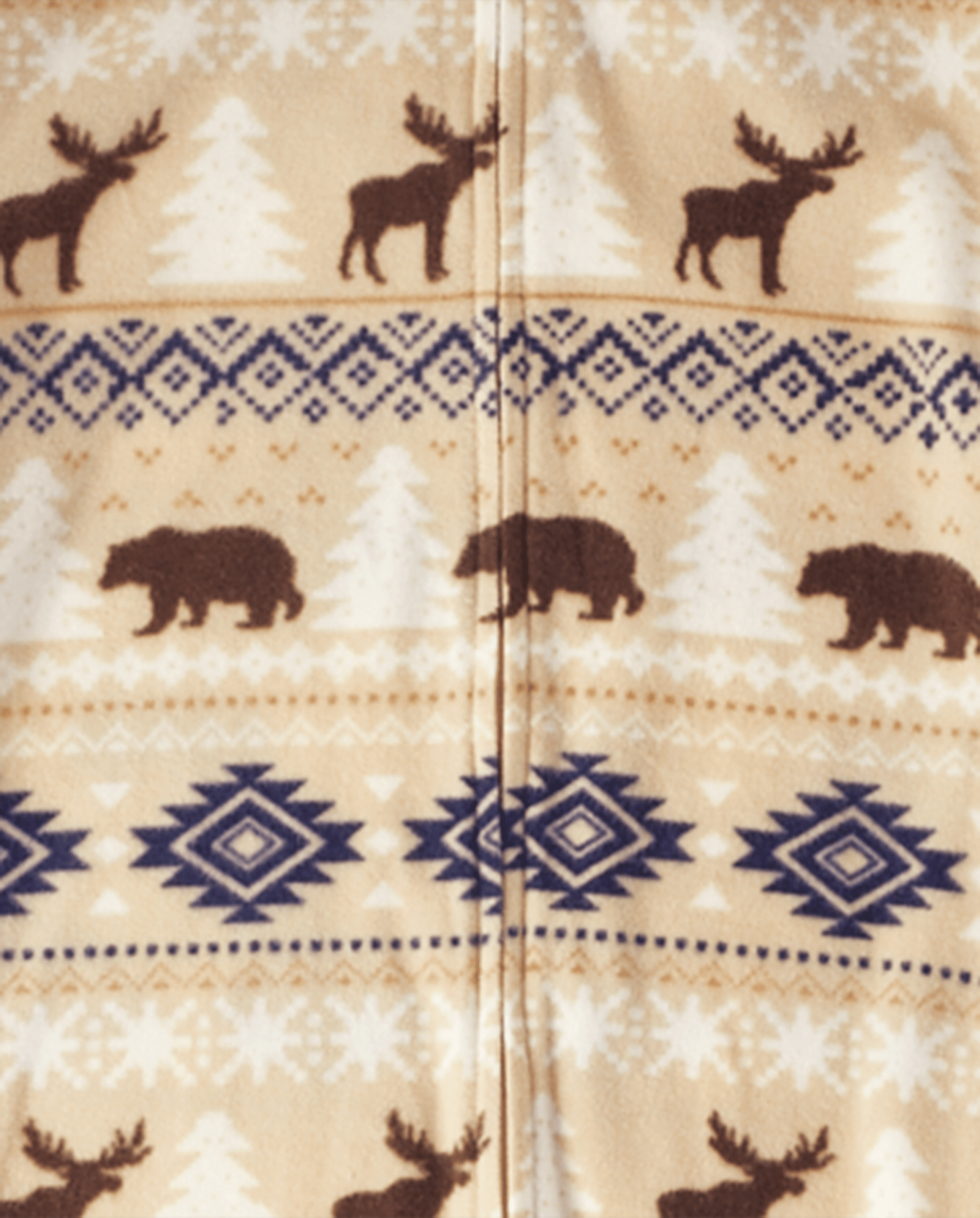 Adult Matching Family Long Sleeve Bear Fairisle Microfleece Hooded One Piece Pajamas
