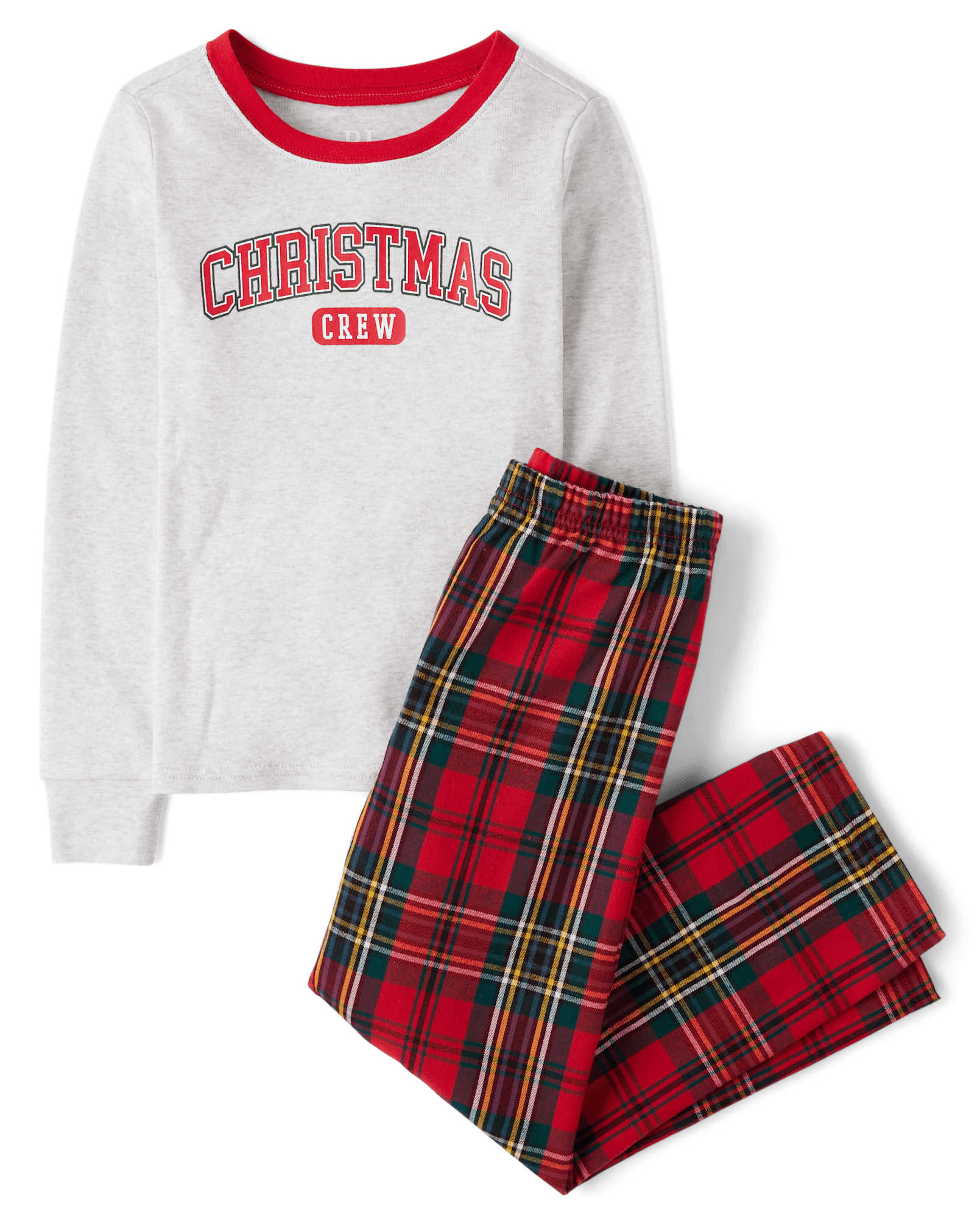 Kids Matching Family Long Sleeve Christmas Crew Snug Fit Cotton And Flannel Pajamas