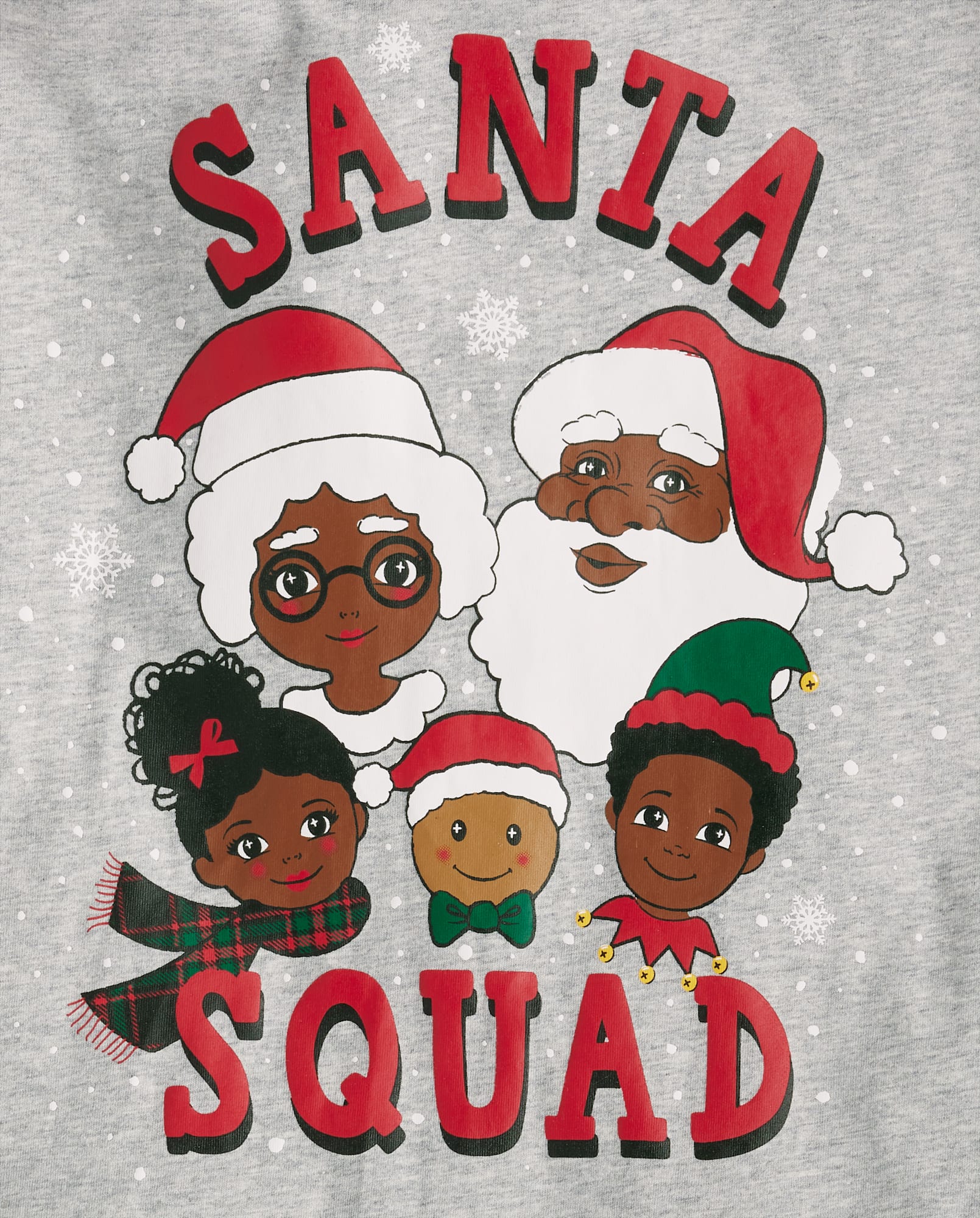 Adult Matching Family Christmas Long Raglan Sleeve Santa Squad Cotton Pajamas