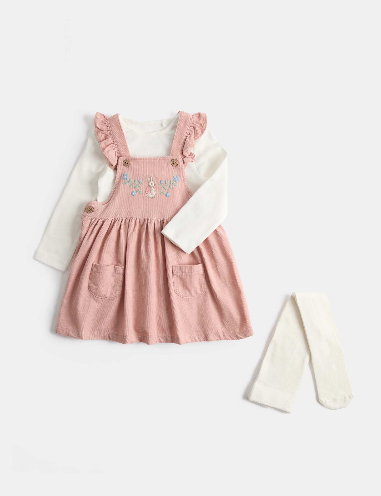 2 Pack Cotton Rich Dresses with Tights (0-3 Yrs) - PINK