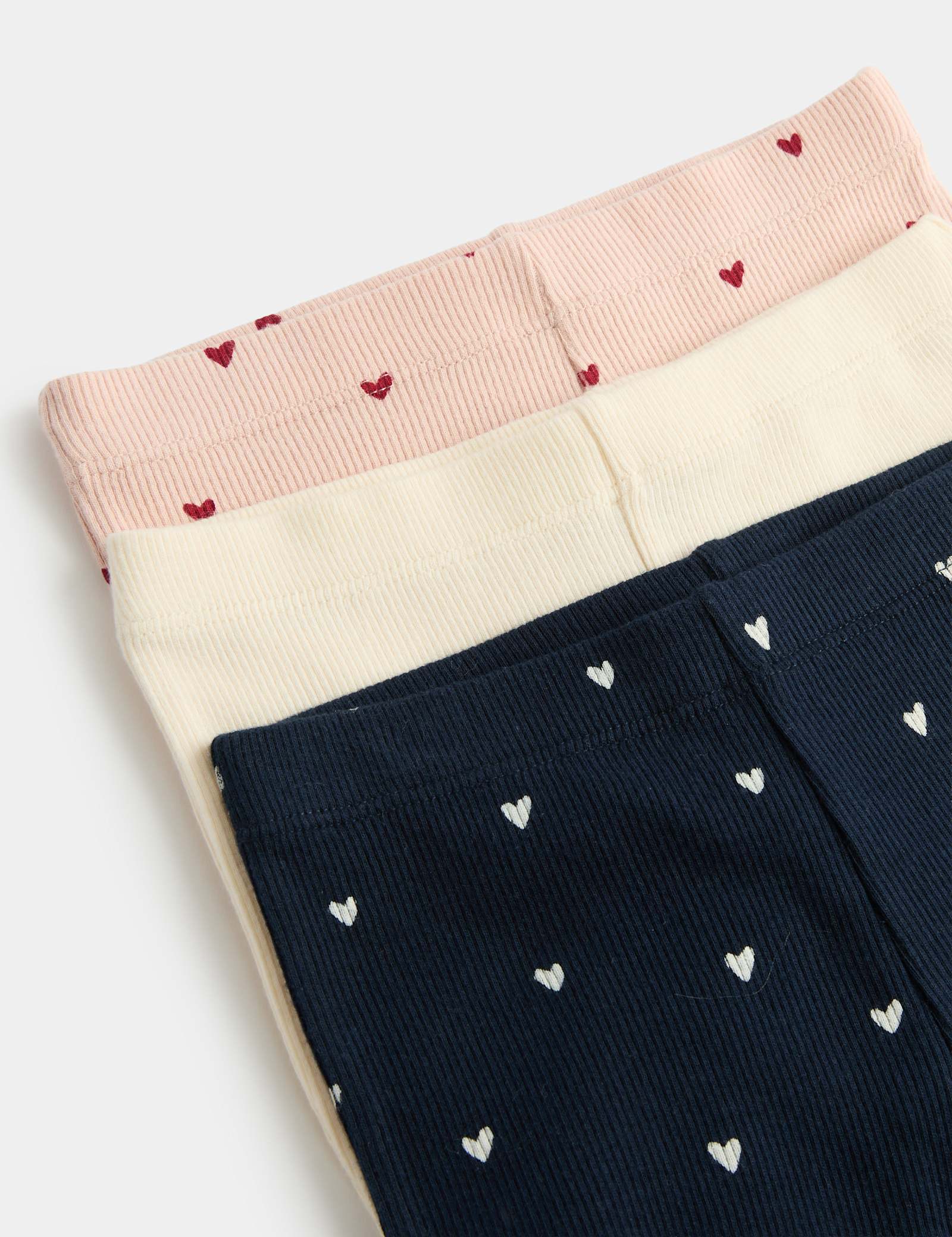 3 Pack Cotton Rich Jersey Heart Leggings (0-5 Yrs) - MULTI