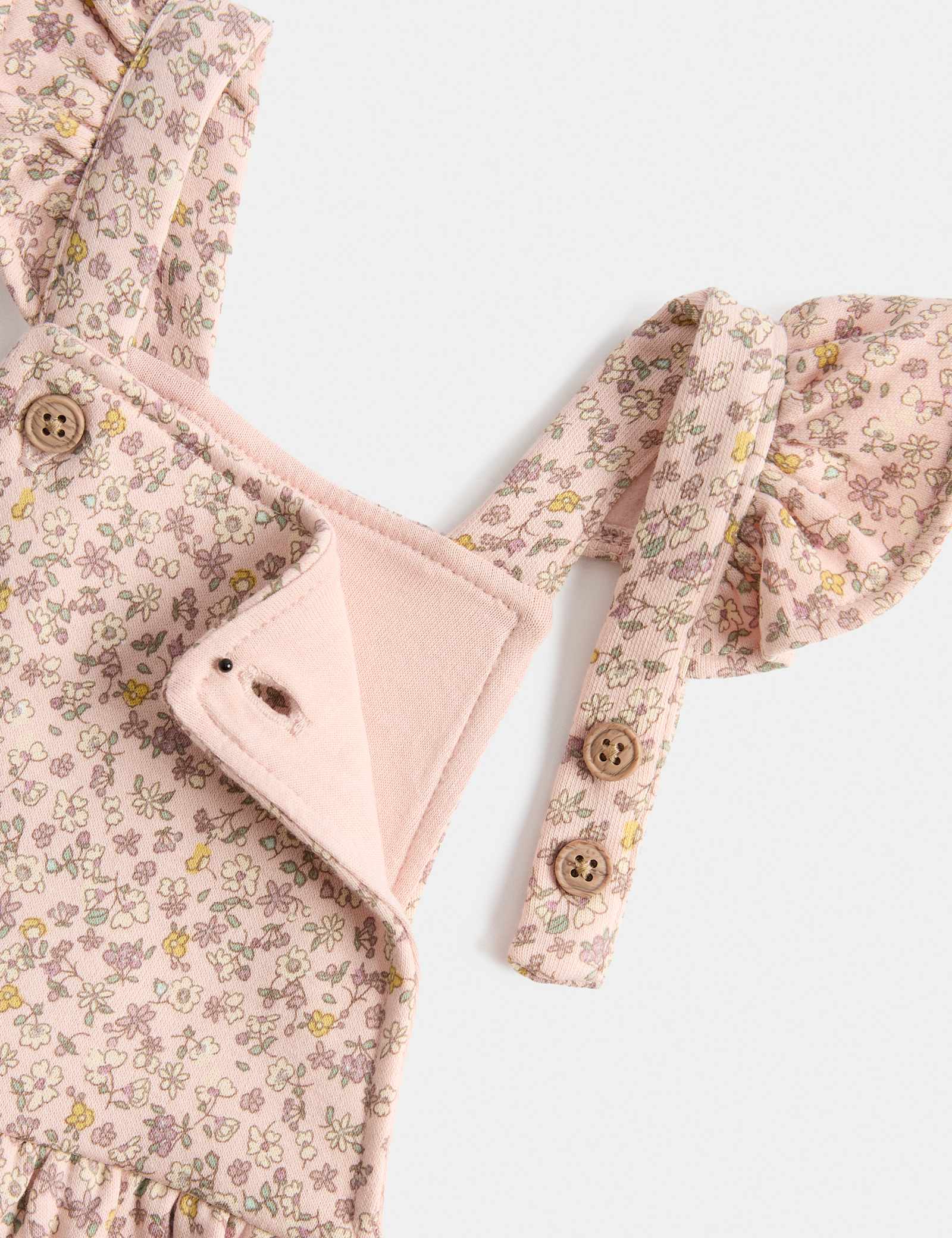 2 Piece Cotton Rich Ditsy Floral Dungarees (0-3 Yrs) - PINK