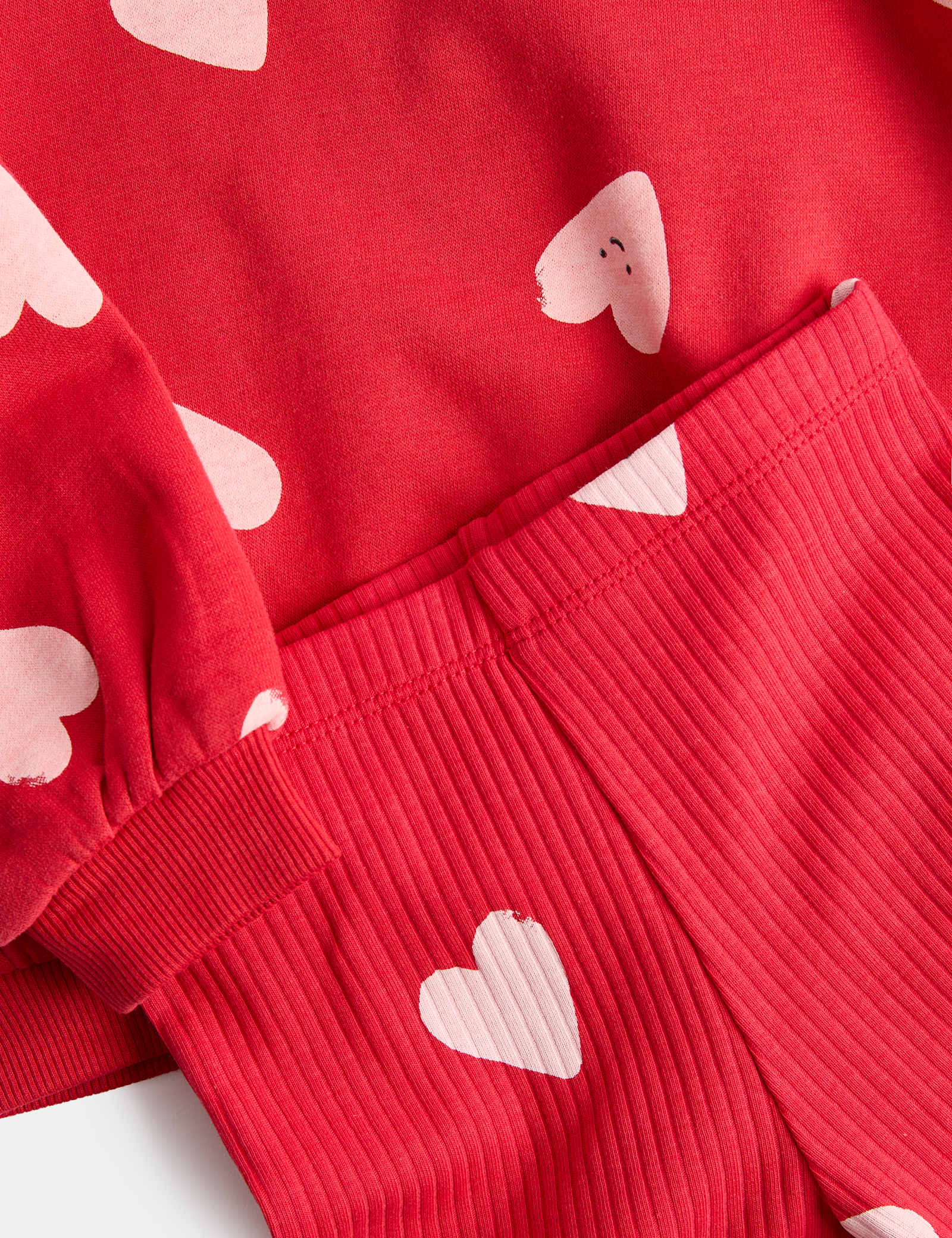 2pc Cotton Rich Heart Top & Bottom Outfit (0-6 Yrs) - RED