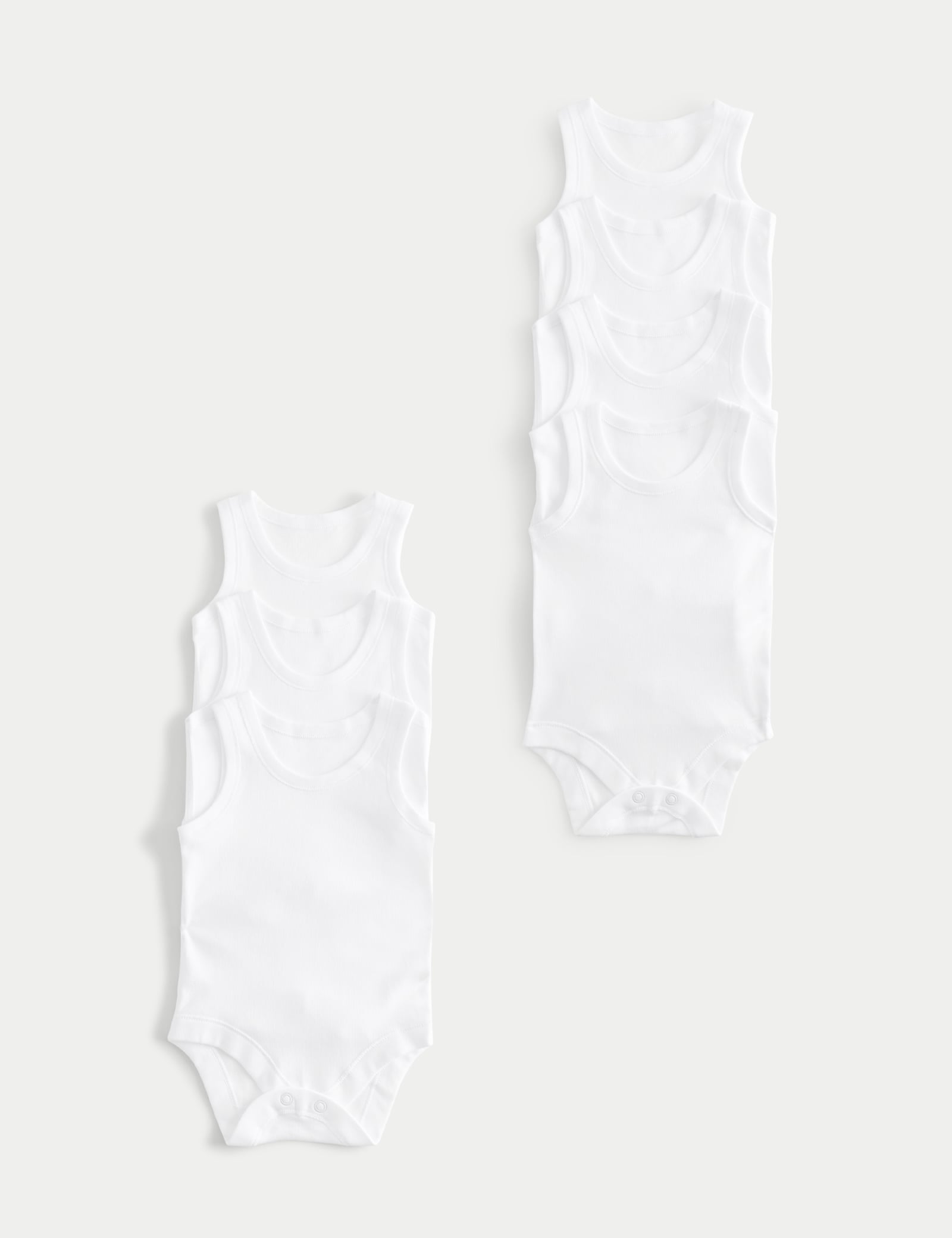 7 Pack Pure Cotton Sleeveless Bodysuits (5lbs-3 Yrs) - WHITE