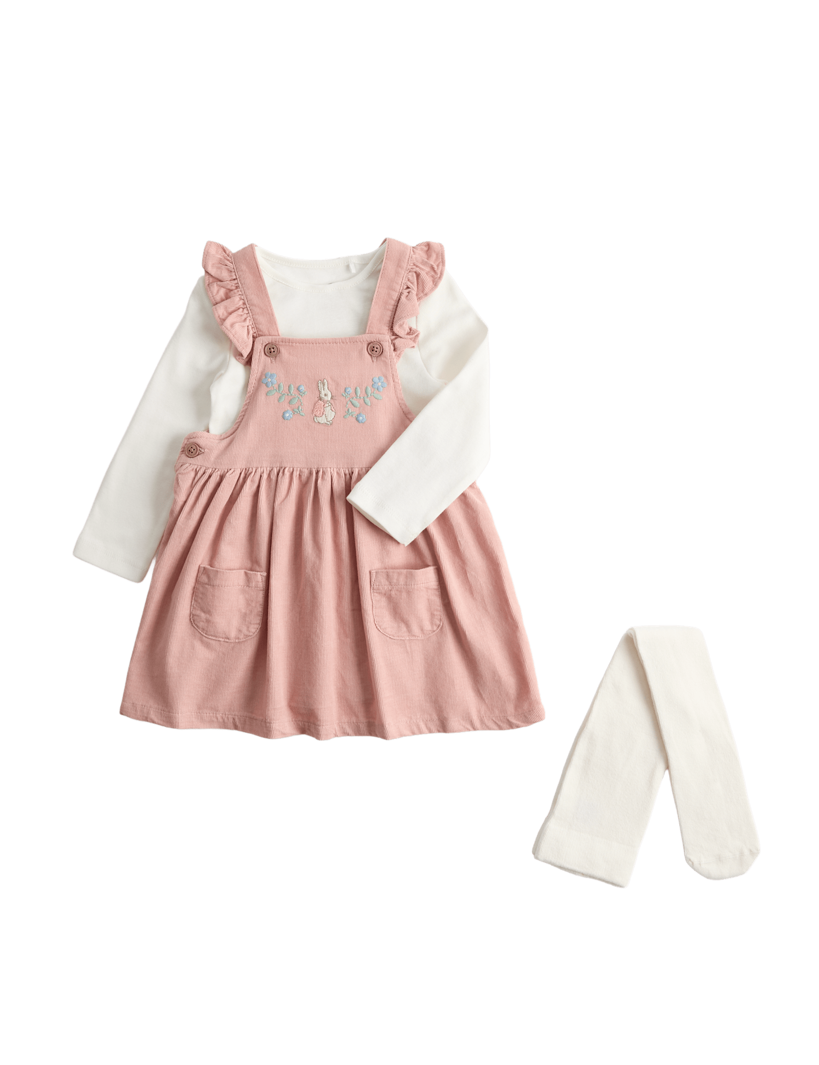 2 Pack Cotton Rich Dresses with Tights (0-3 Yrs) - PINK