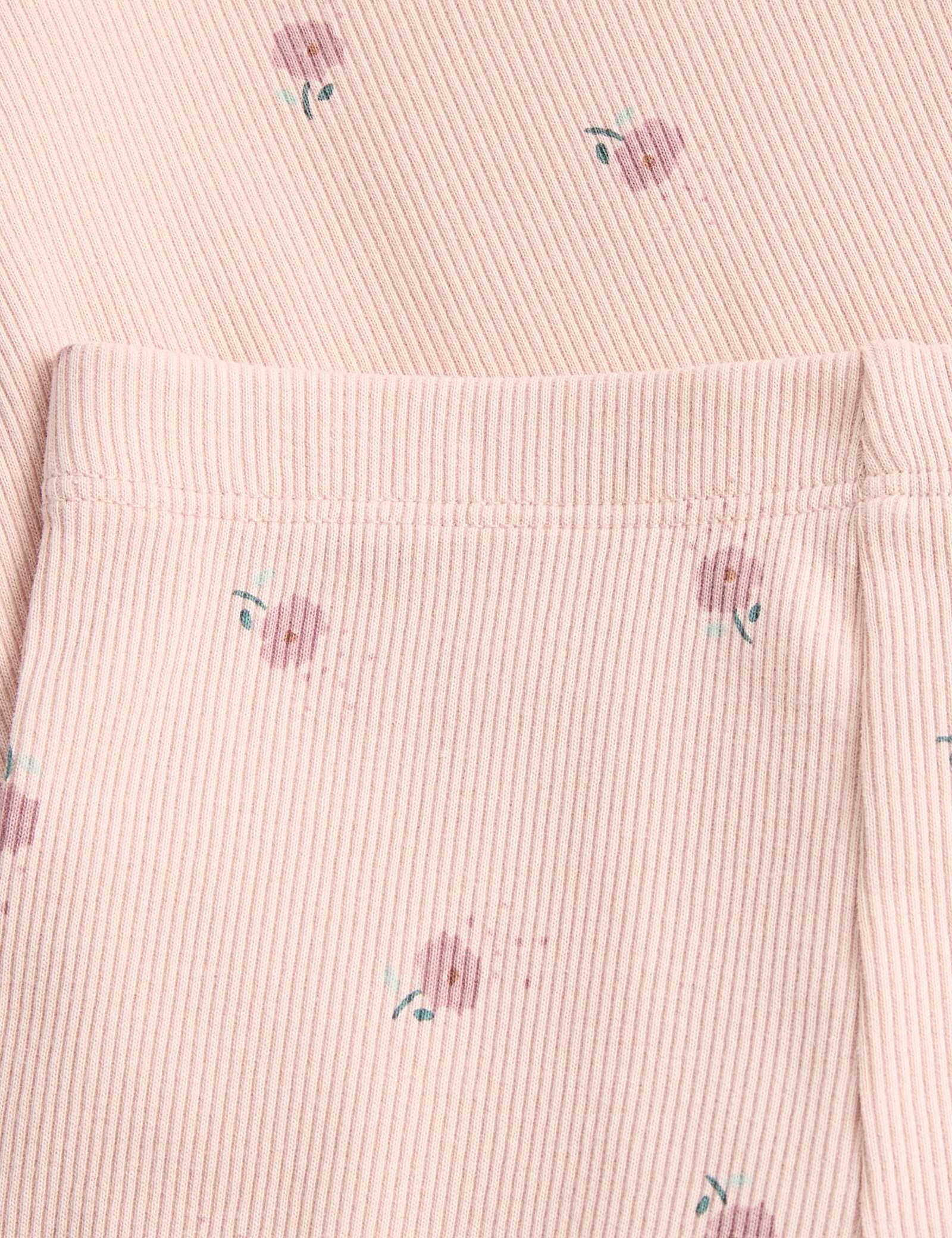 2 Piece Cotton Rich Floral Jersey Outfit (0-3 Yrs) - PINK