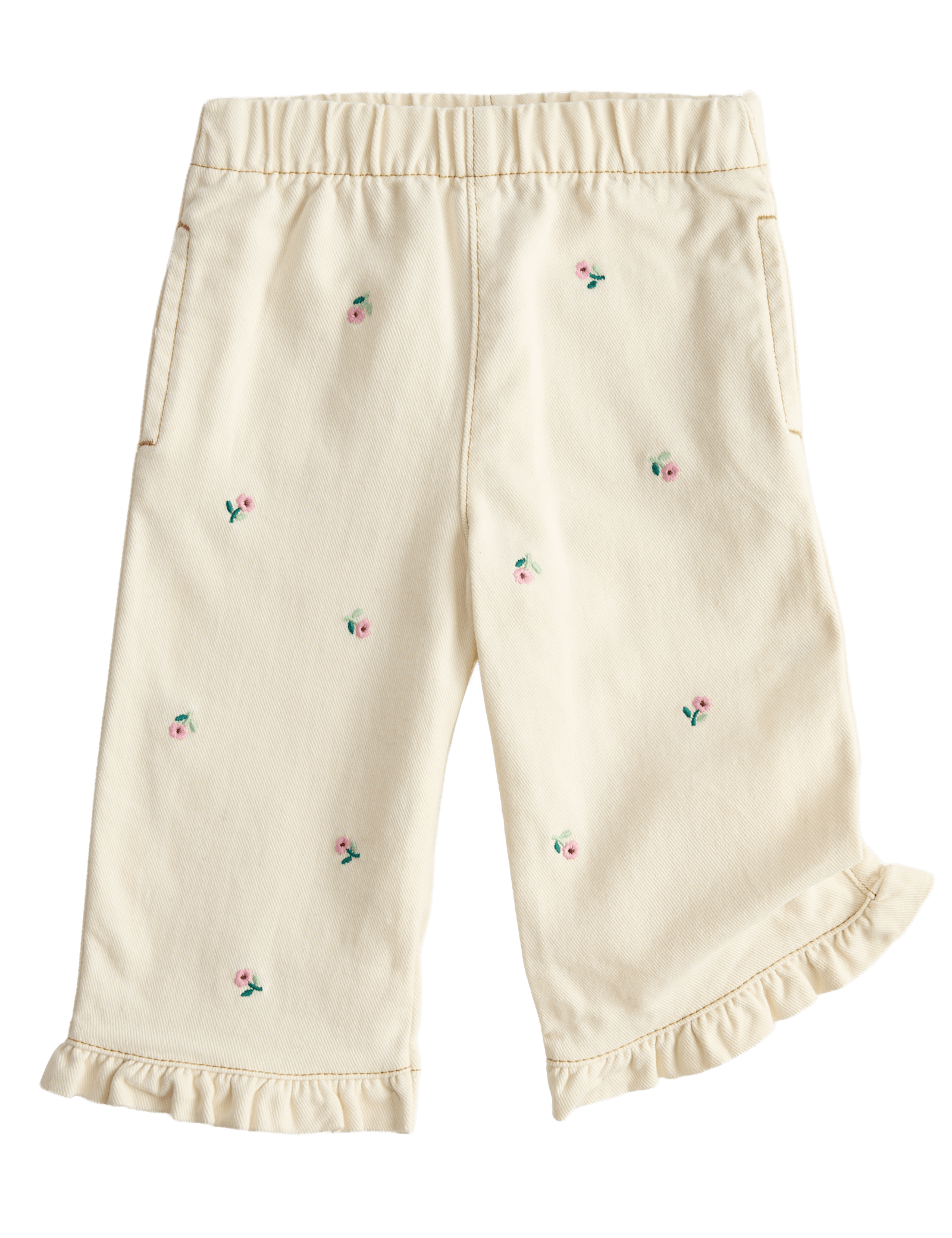 Pure Cotton Embroidered Jeans (0-5 Yrs) - CREAM