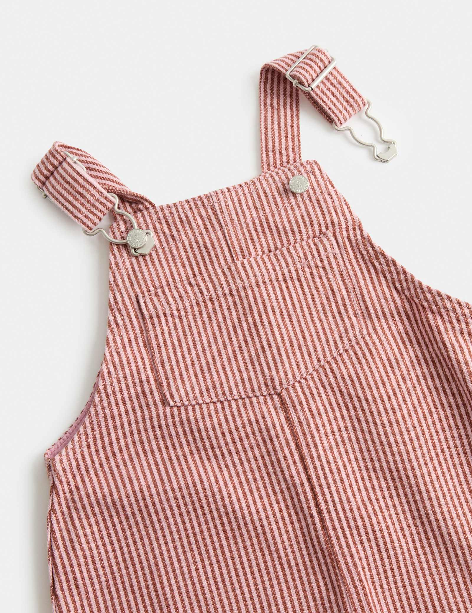 Pure Cotton Ticking Stripe Dungaree Outfit (0-3 Yrs) - PINK