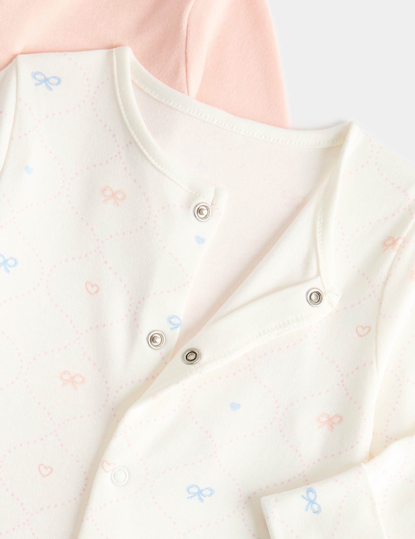 3 Pack Pure Cotton Printed Sleepsuits (0-3 Yrs) - APRICOT MIX