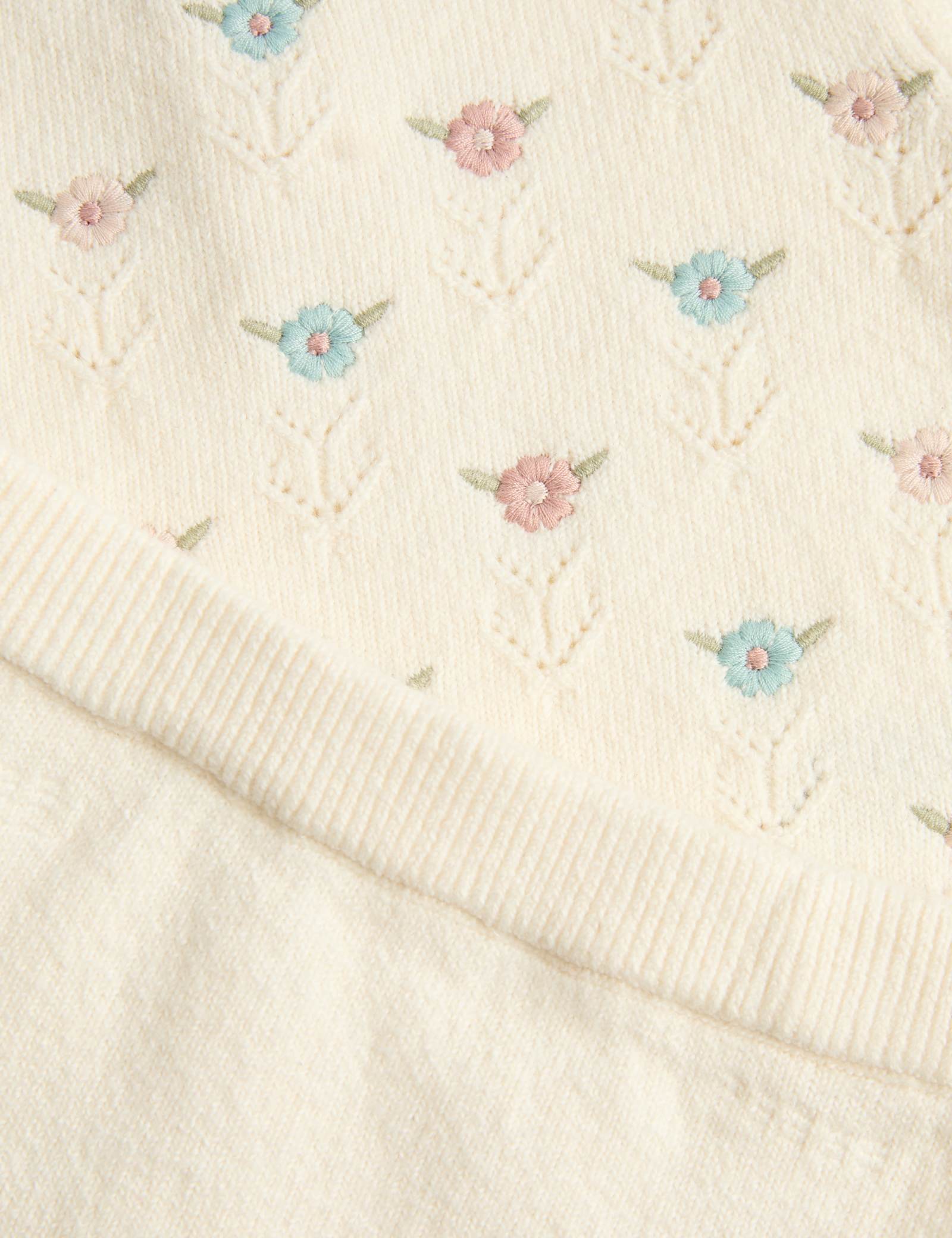 2 Piece Knitted Floral Outfit (0-12 Mths) - LIGHT PINK