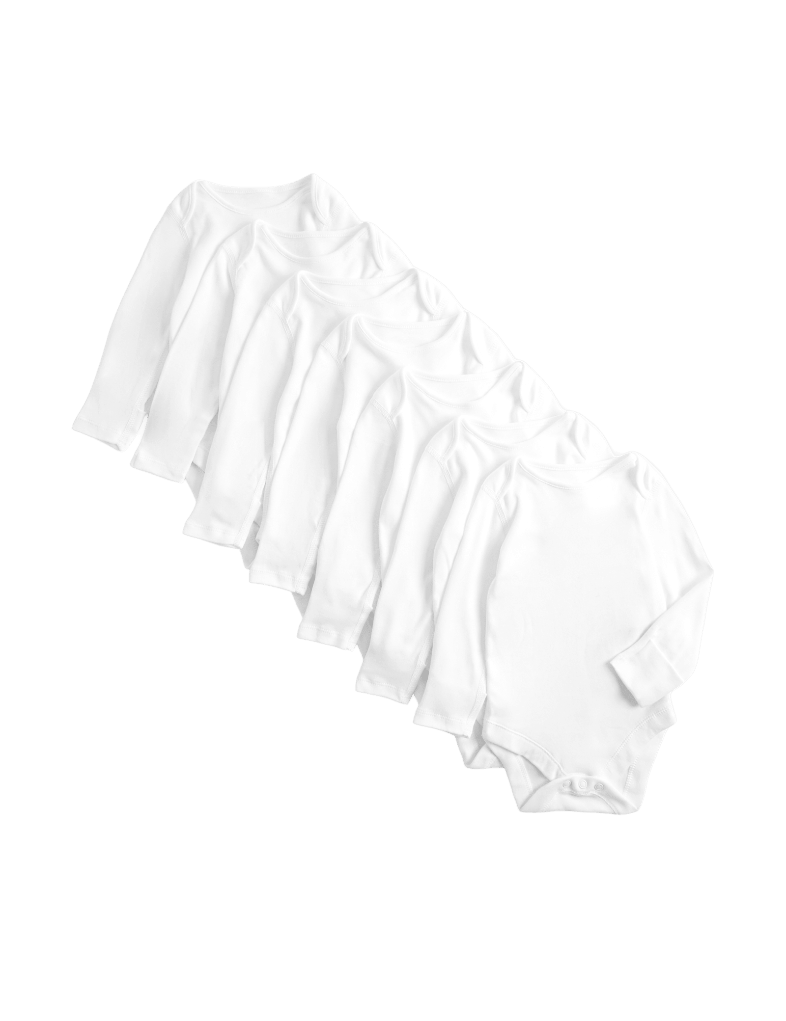 7 Pack Pure Cotton Long Sleeve Bodysuits (5lbs-3 Yrs) - WHITE