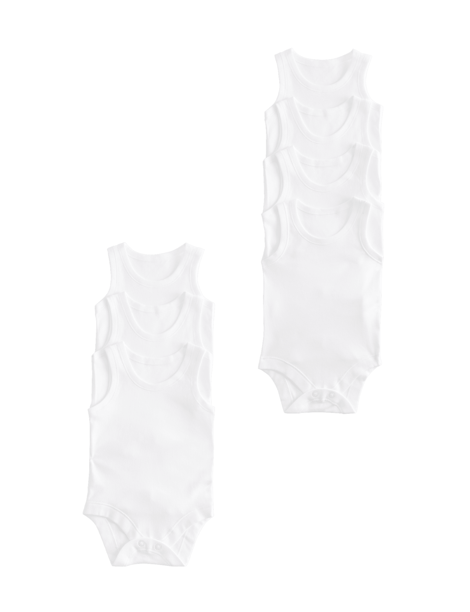 7 Pack Pure Cotton Sleeveless Bodysuits (5lbs-3 Yrs) - WHITE