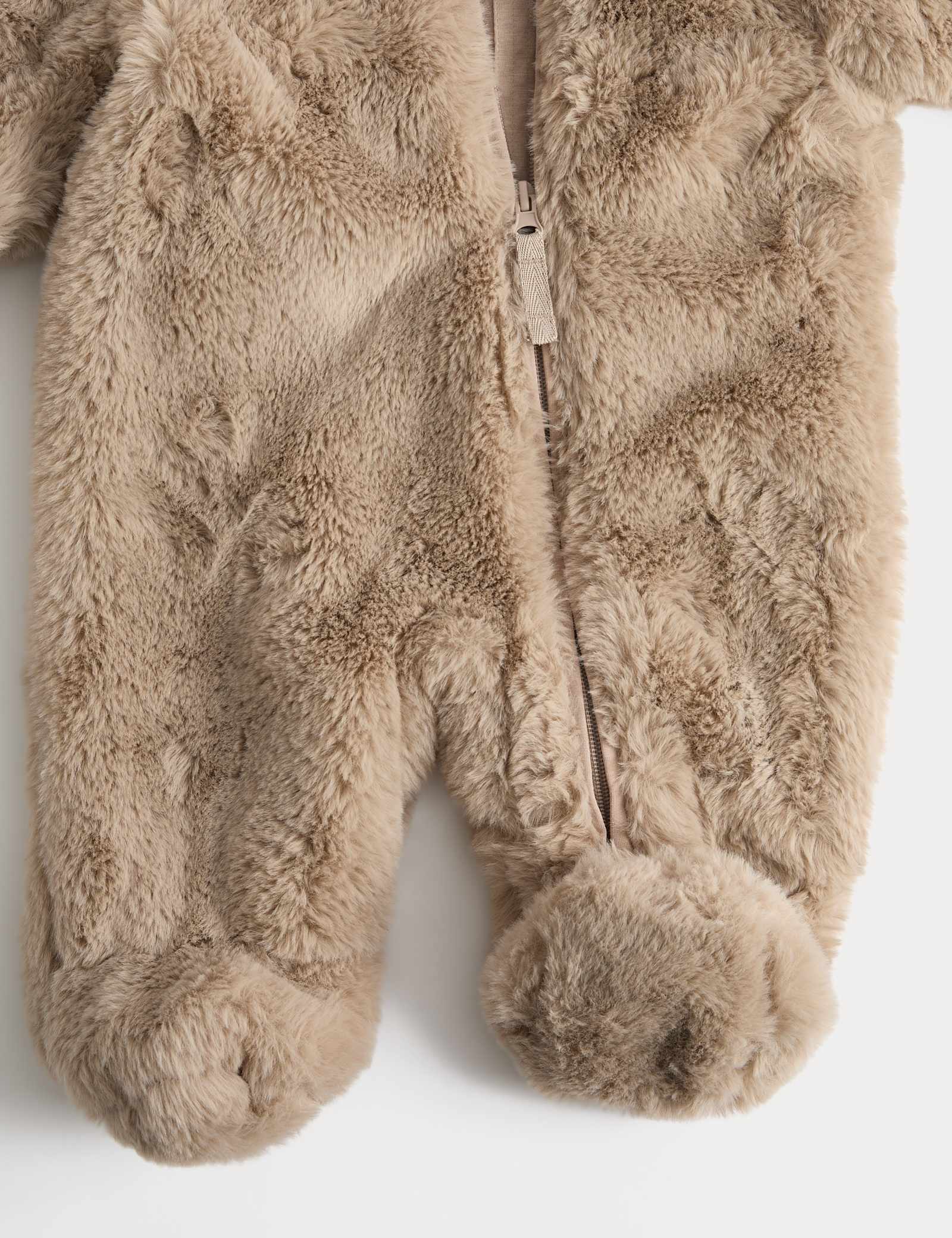 Faux Fur Hooded Pramsuit (0-12 Mths) - MINK