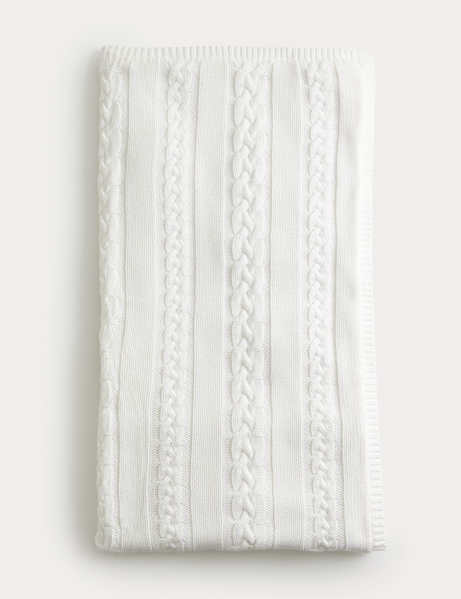 Pure Cotton Cable Fleece Shawl - CREAM