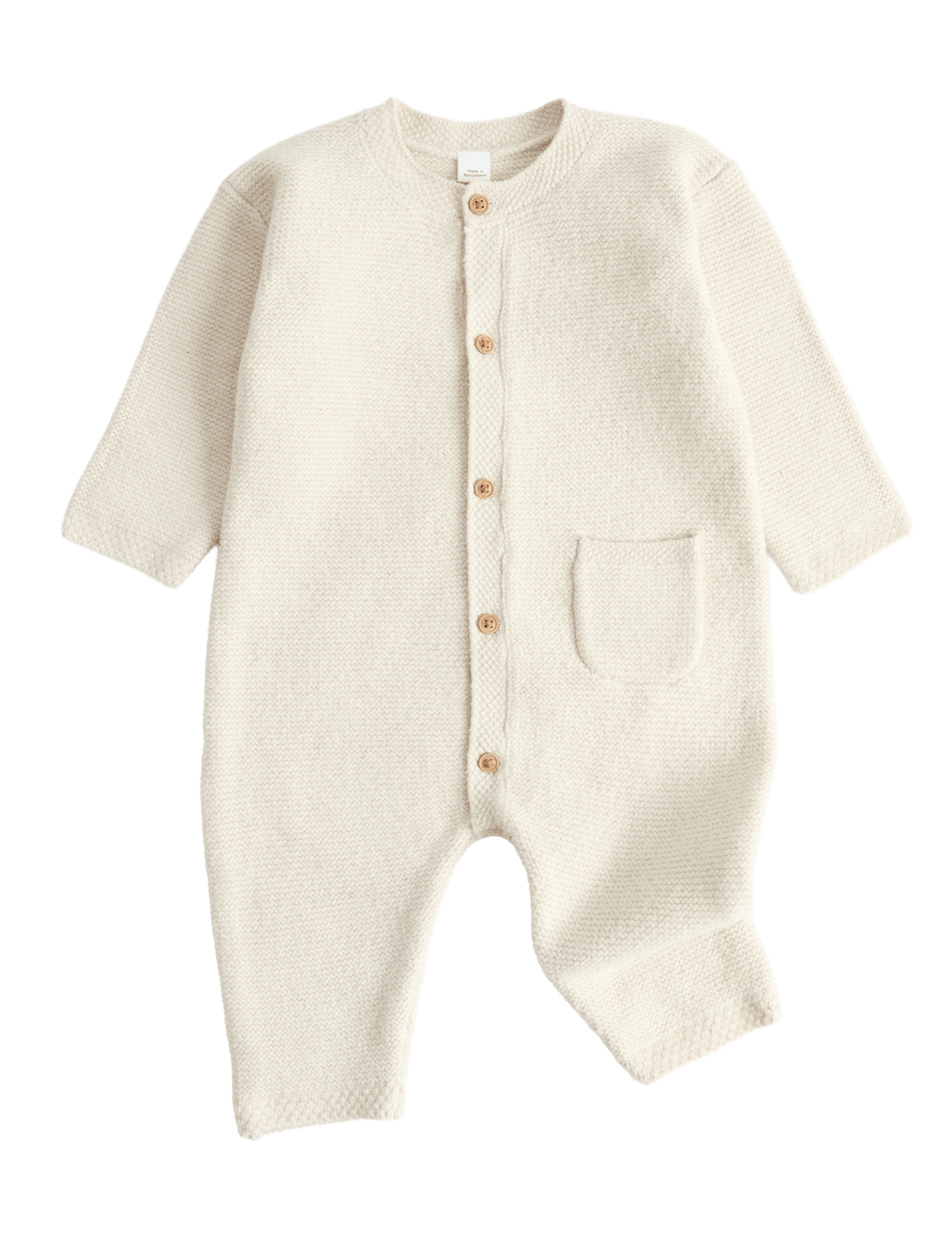 Cotton Rich Knitted All In One With Pocket (7lbs-1 Yrs) - LIGHT BEIGE