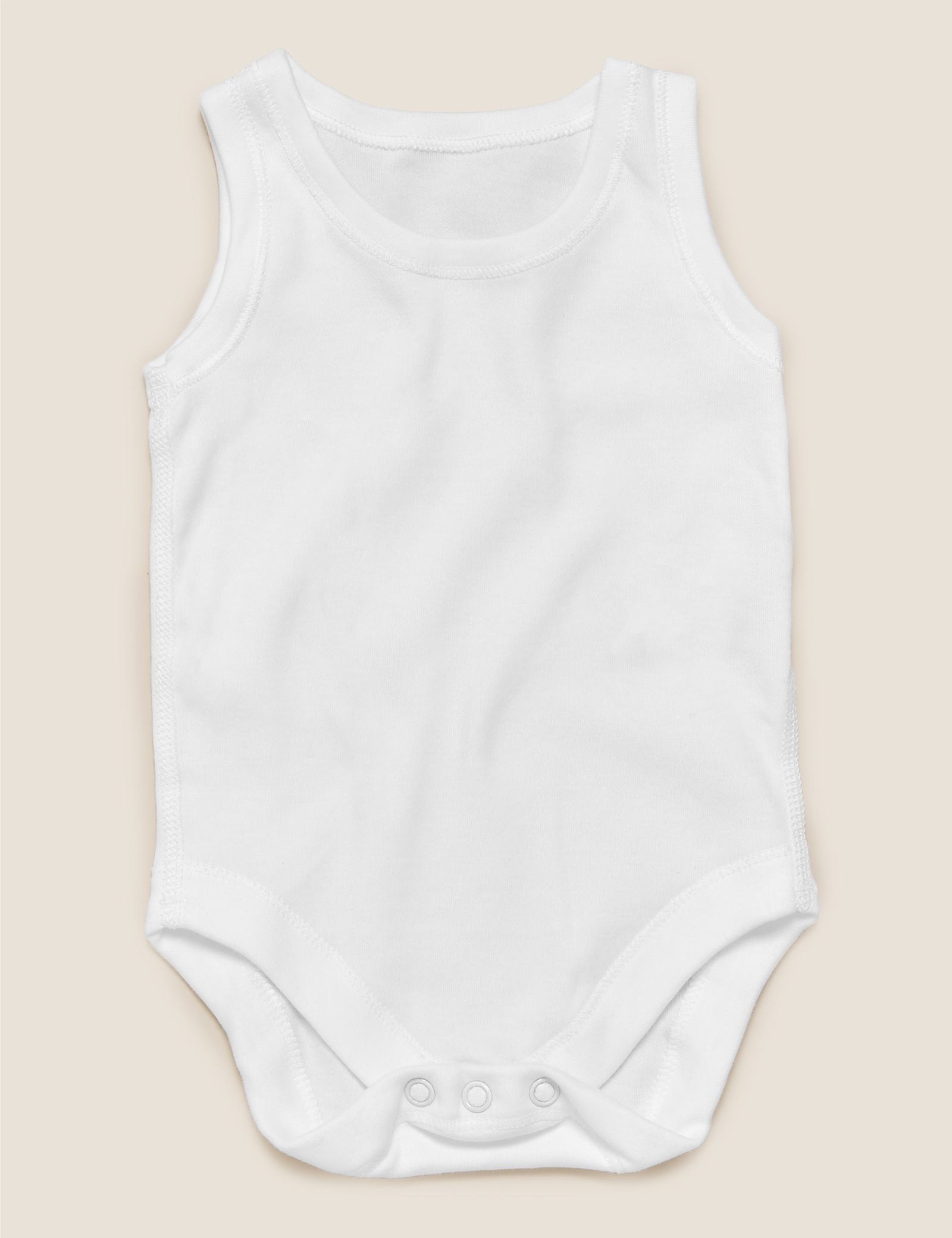 7 Pack Pure Cotton Sleeveless Bodysuits (5lbs-3 Yrs) - WHITE