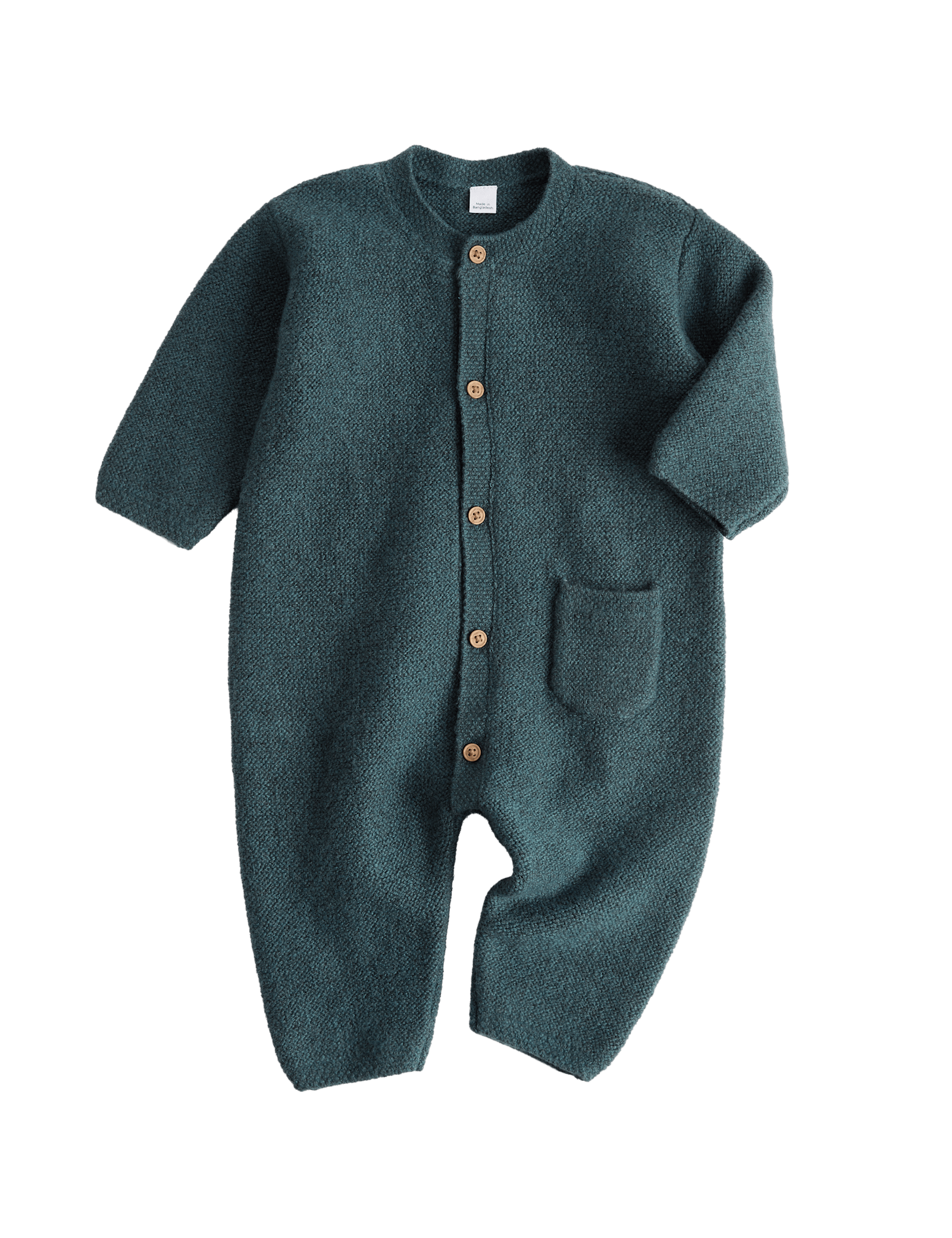 Cotton Rich Knitted All In One With Pocket (7lbs-1 Yrs) - DARK TURQUOISE