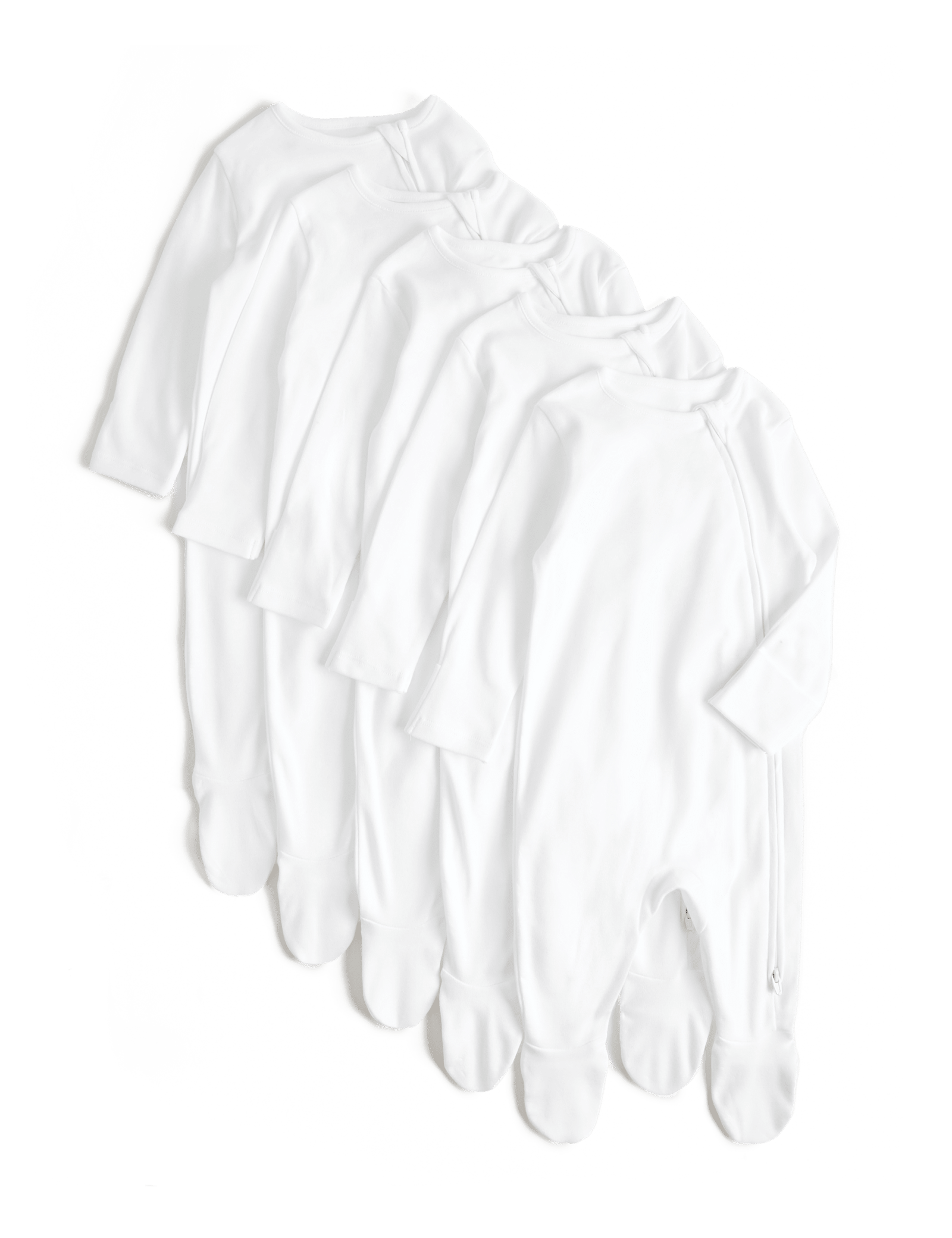 5 Pack Pure Cotton Zip Front Sleepsuits (5lbs-3 Yrs) - WHITE