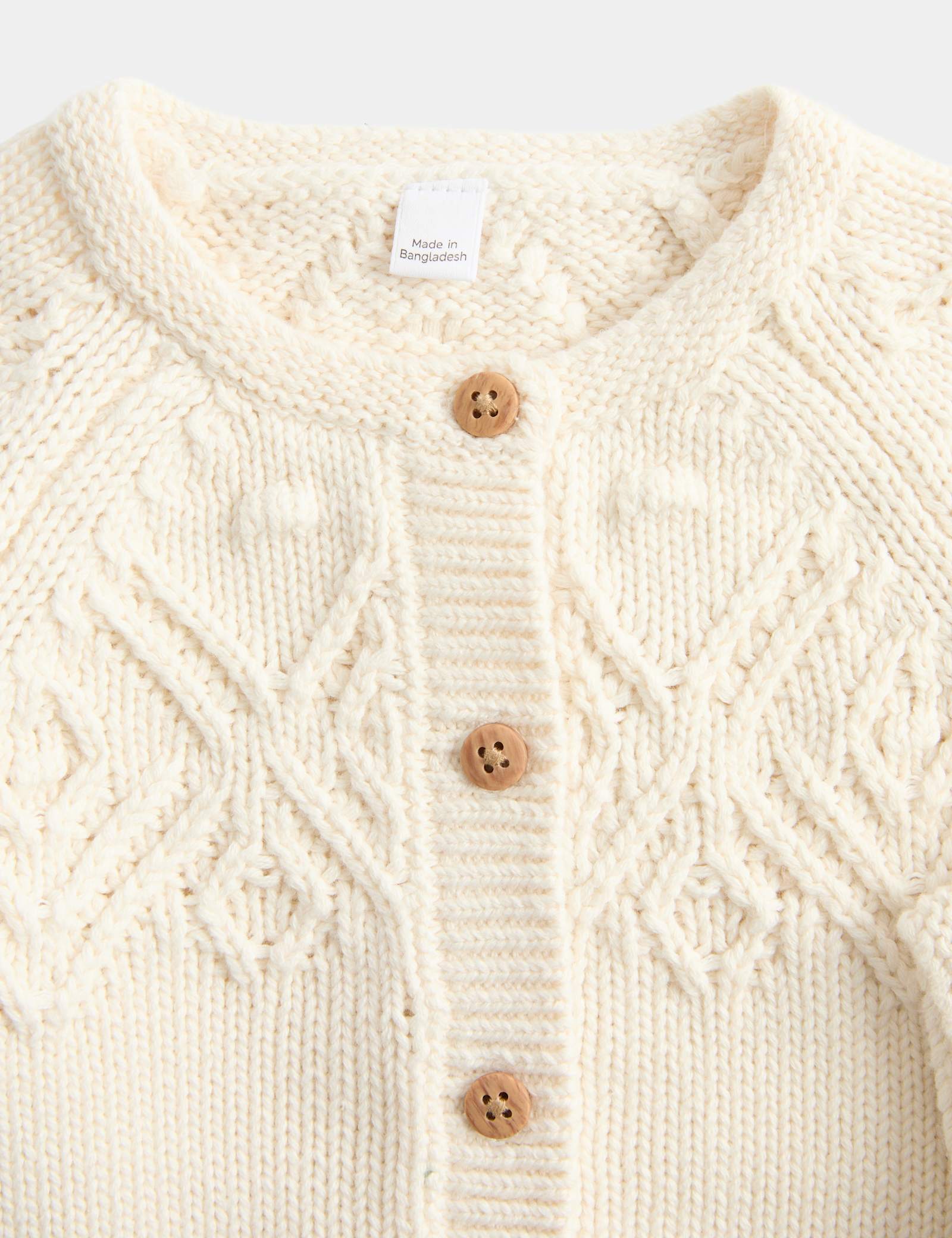 Pure Cotton Patterned Cardigan (0-3 Yrs) - CREAM