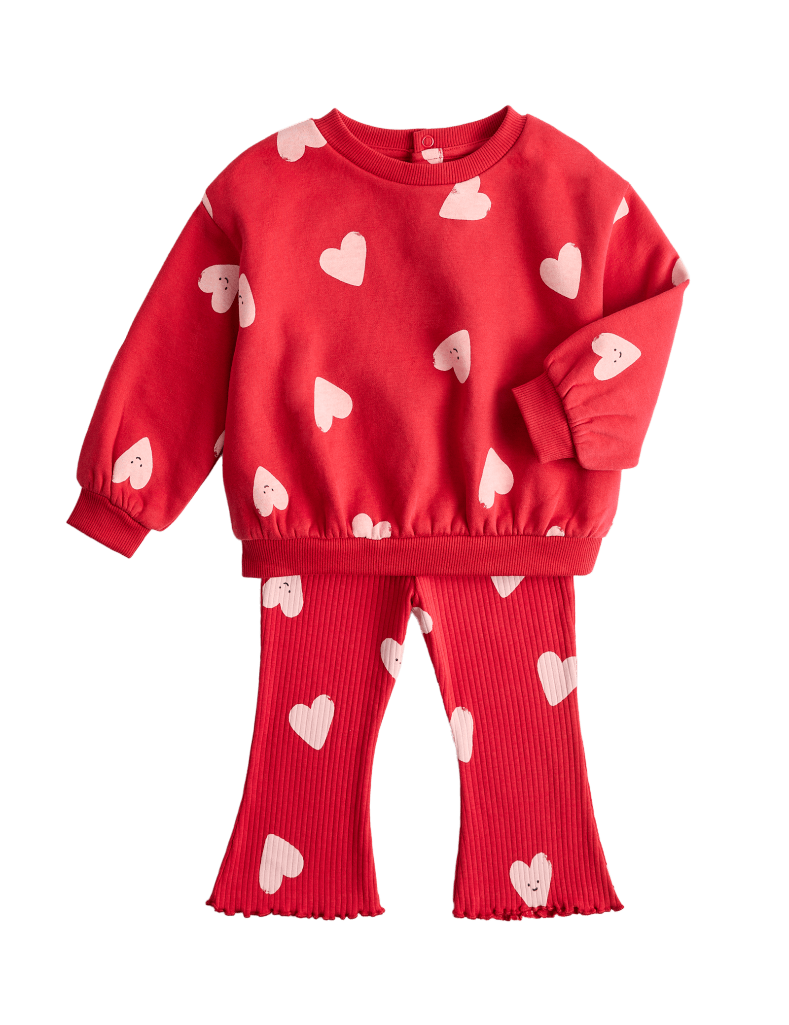 2pc Cotton Rich Heart Top & Bottom Outfit (0-6 Yrs) - RED