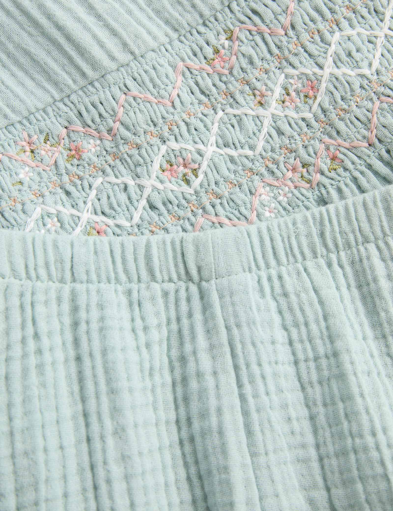 2 Piece Pure Cotton Woven Smocked Outfit (0-24 Mths) - LIGHT MINT