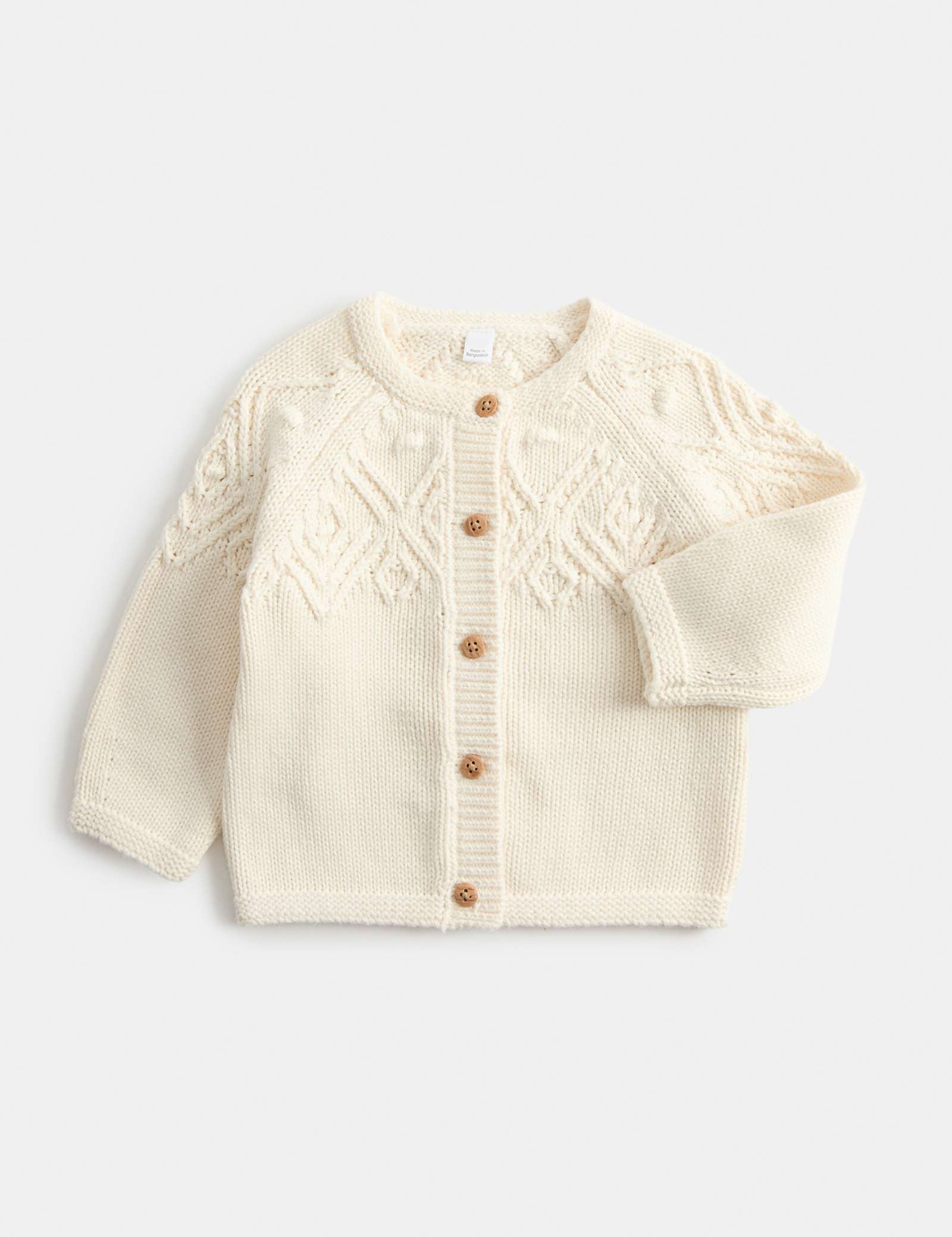 Pure Cotton Patterned Cardigan (0-3 Yrs) - CREAM